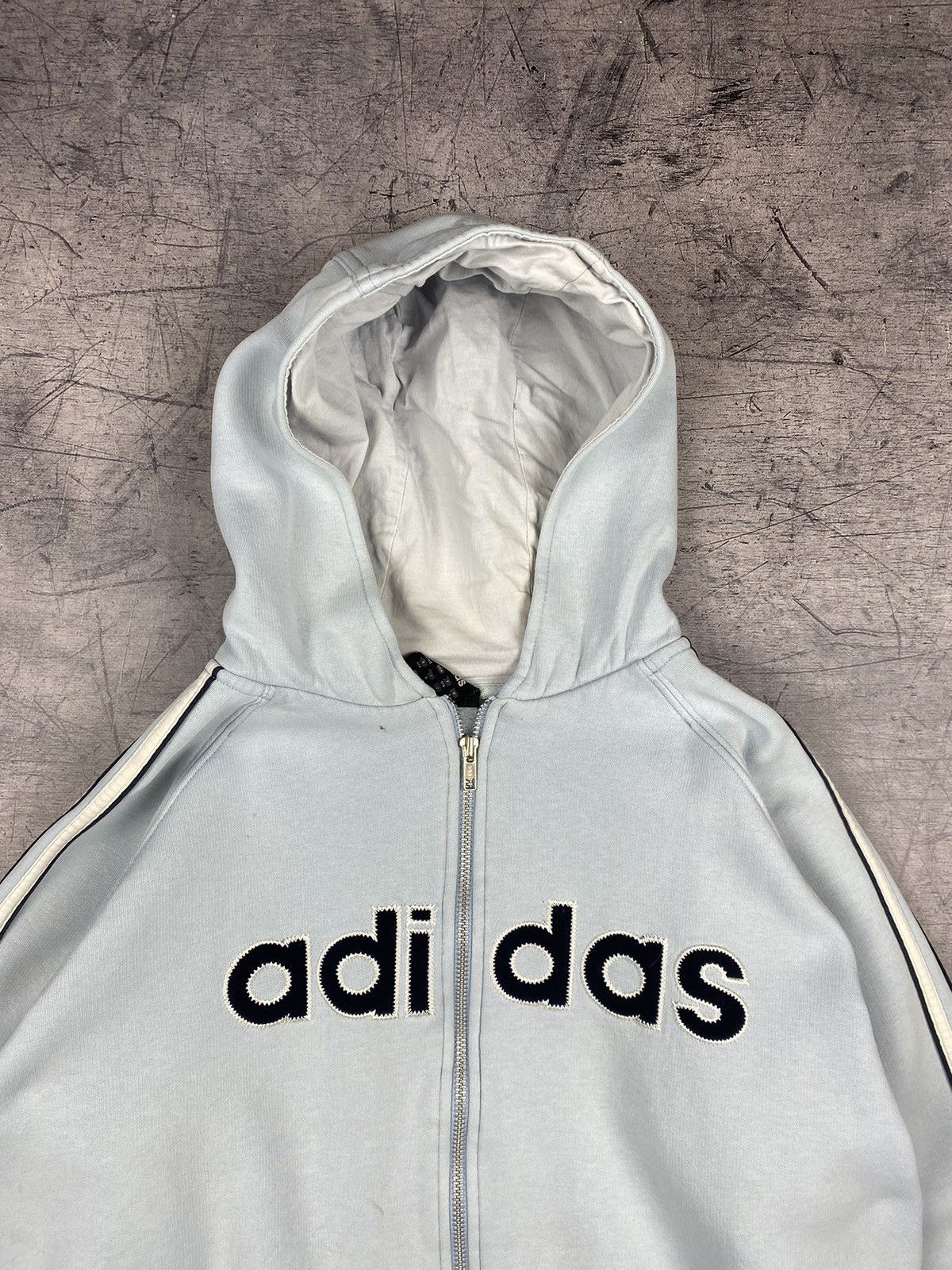 Adidas Vintage 00s Adidas Big Logo Dissected Baby Blue Hoodie Y2K Size US S / EU 44-46 / 1 - 5 Thumbnail