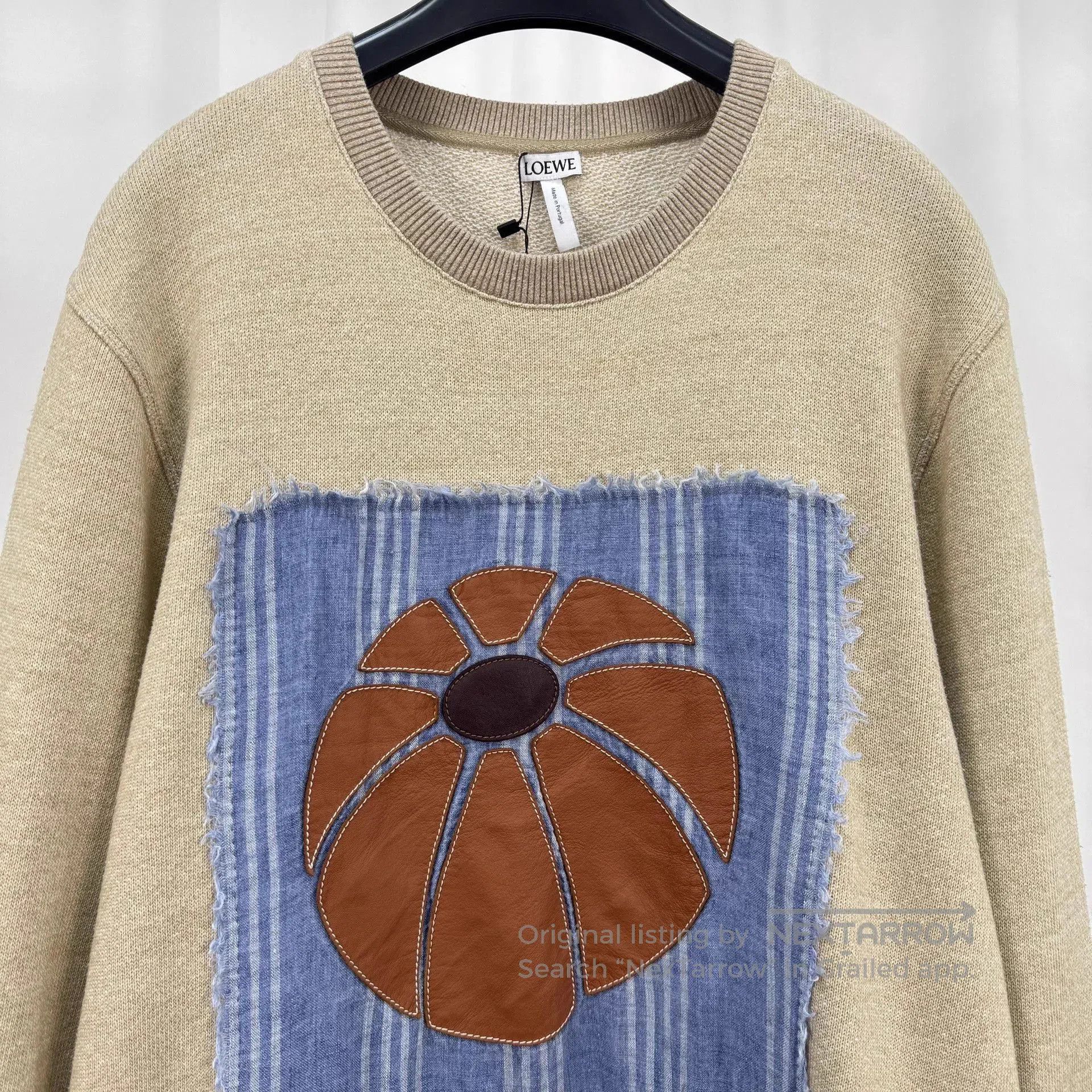 Loewe Beige Sweatshirt with Floral Patch Design - Size M. Size US M / EU 48-50 / 2 - 3 Thumbnail