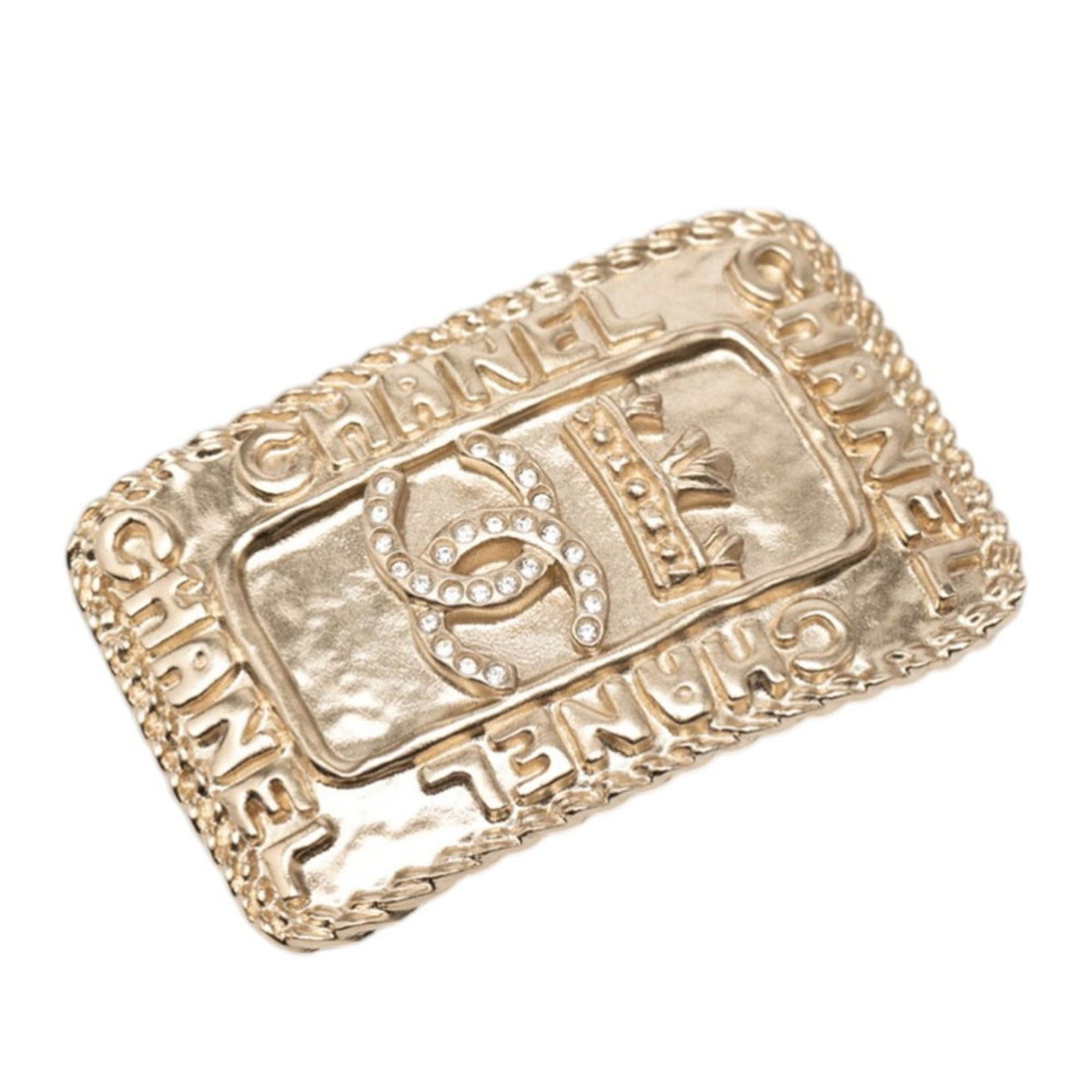 Chanel Chanel Coco Mark Logo Crown Rhinestone Brooch, Champagne Gold Plated, Women's CHANEL Size ONE SIZE - 1 Thumbnail
