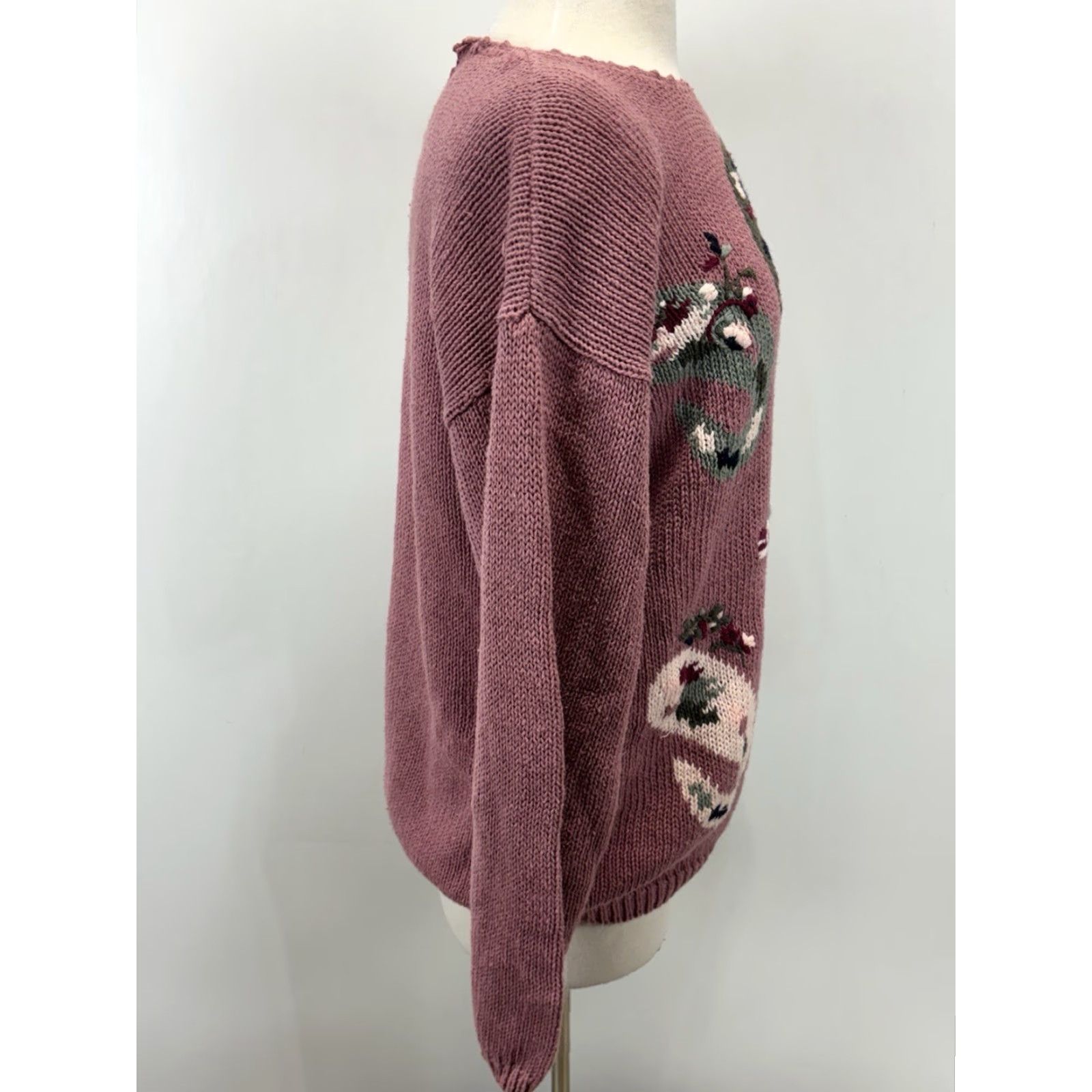 Vintage VINTAGE Shenanigans Tunic Sweater Women’s M Mauve Paisley 90s Knit Ramie Cotton Long Sleeve Size M / US 6-8 / IT 42-44 - 4 Thumbnail