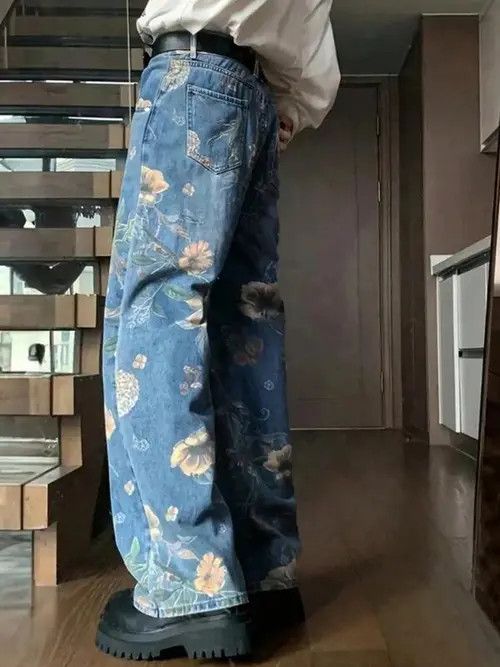 Jean Fuyuka x Kanno Vintage Unique Printed Jeans Loose Fit Size US 32 / EU 48 - 2 Thumbnail
