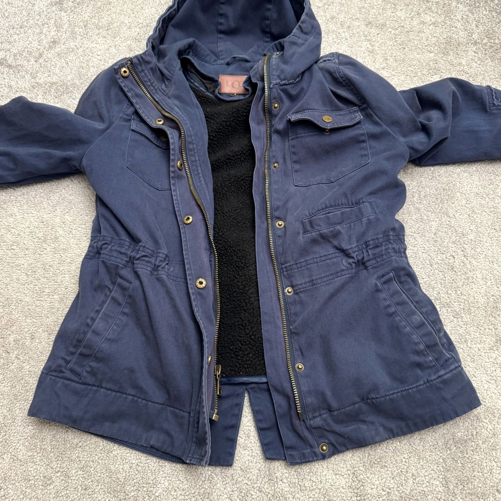 Ugg UGG Australia Hoodie Jacket Womens Small Navy Blue Removable Faux Fur Liner Parka Coat/Solid Blue Size S / US 4 / IT 40 - 2 Thumbnail