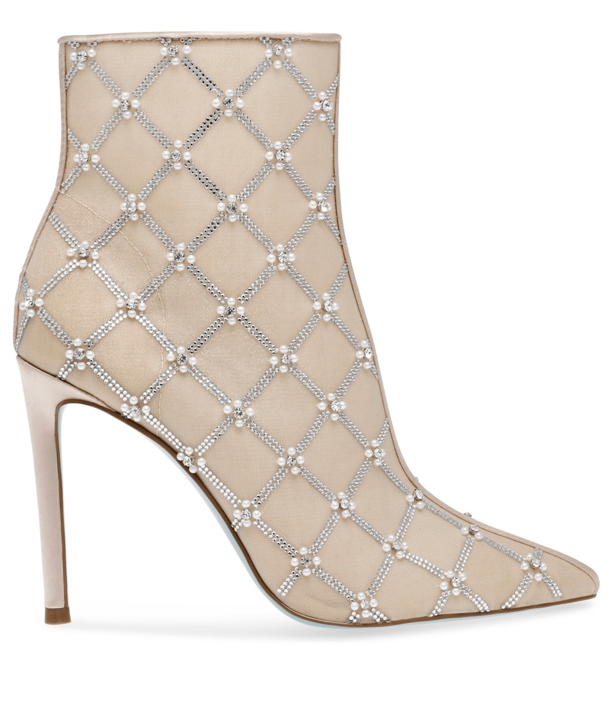 Betsey Johnson Betsey Johnson Lark Nude Mesh Rhinestone Pearl Ankle Booties Size US 5.5 / IT 35.5 - 2 Thumbnail