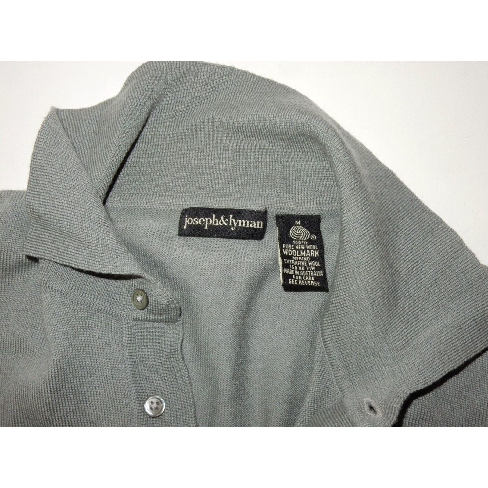 Joseph VINTAGE Joseph & Lyman Men's Wool Polo Sweater Size M Gray Pullover 2 Tiny Holes Size US M / EU 48-50 / 2 - 3 Thumbnail