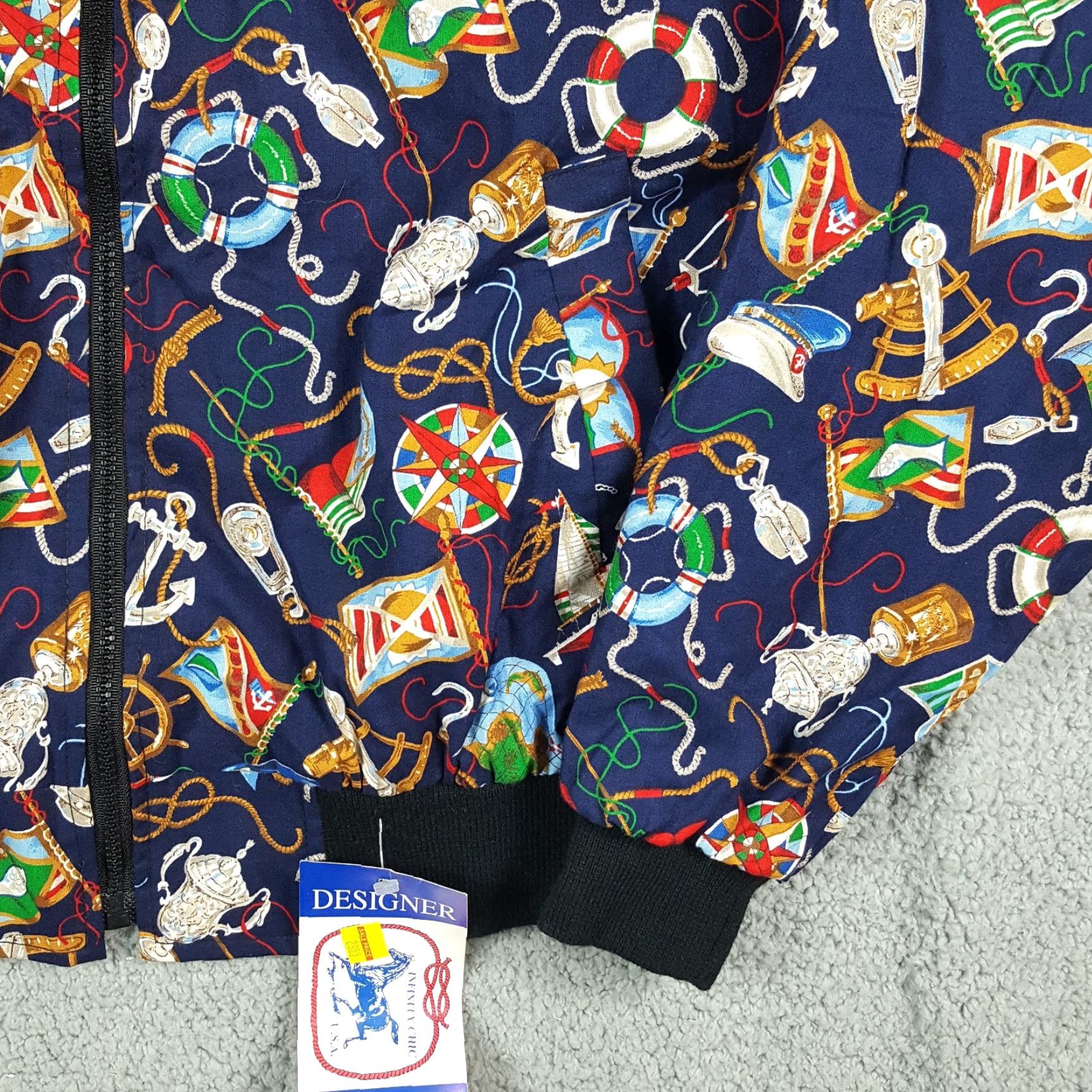 Nautica VINTAGE Infinity Chic Windbreaker Jacket Women's Medium Blue Nautical All Over Print 80s 90s Boat Sailing Outdoor Size M / US 6-8 / IT 42-44 - 3 Thumbnail
