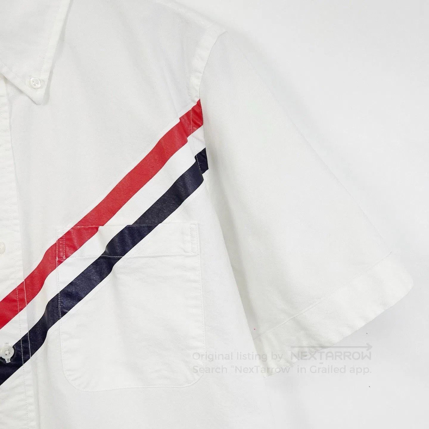 Thom Browne Thom Browne White Stripe Oxford Short-Sleeve Shirt. Size US M / EU 48-50 / 2 - 5 Thumbnail