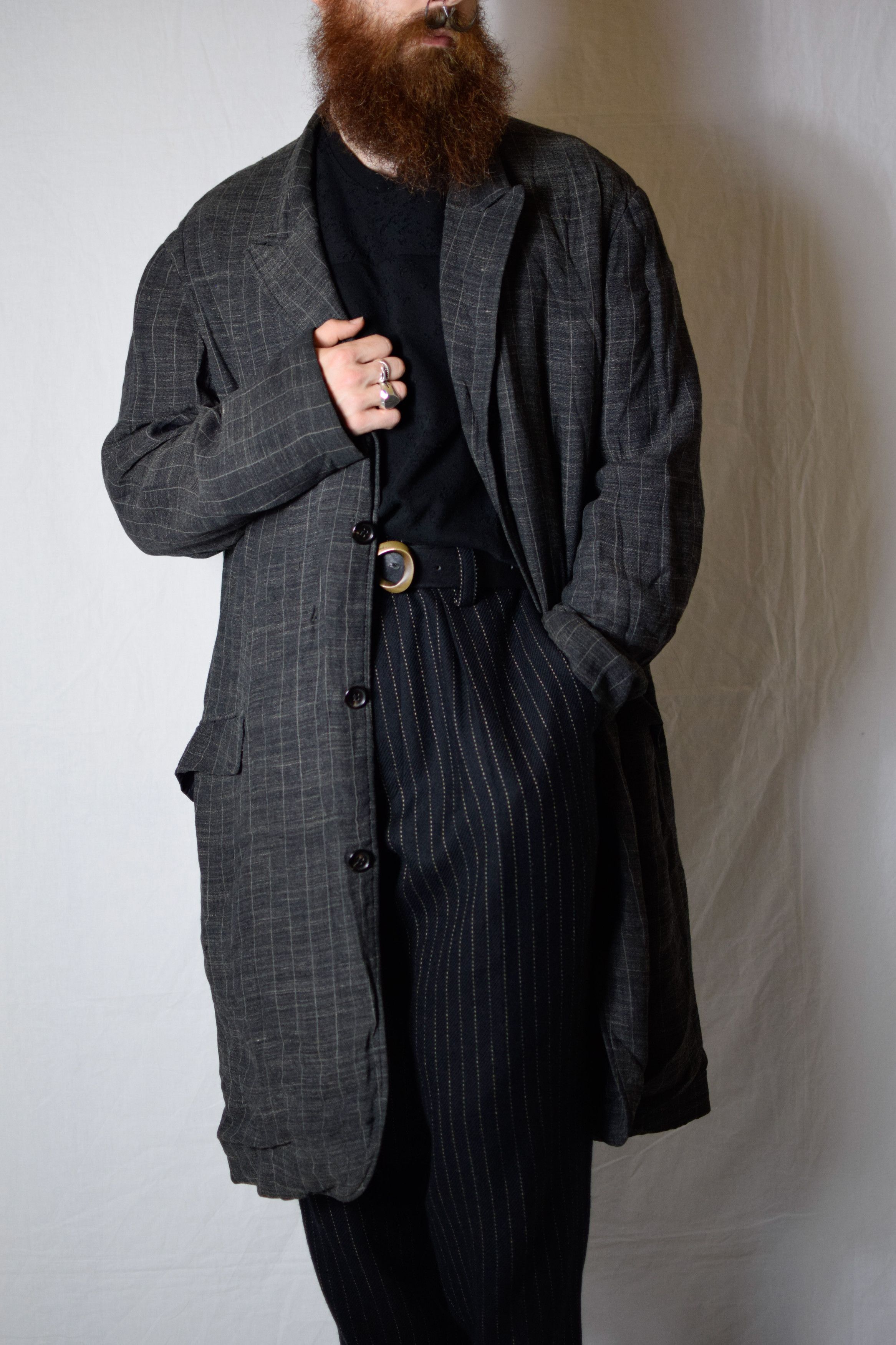 Yohji Yamamoto YYPH SS98 Linen Check Coat - HJ-J48-233 Size US L / EU 52-54 / 3 - 1 Thumbnail