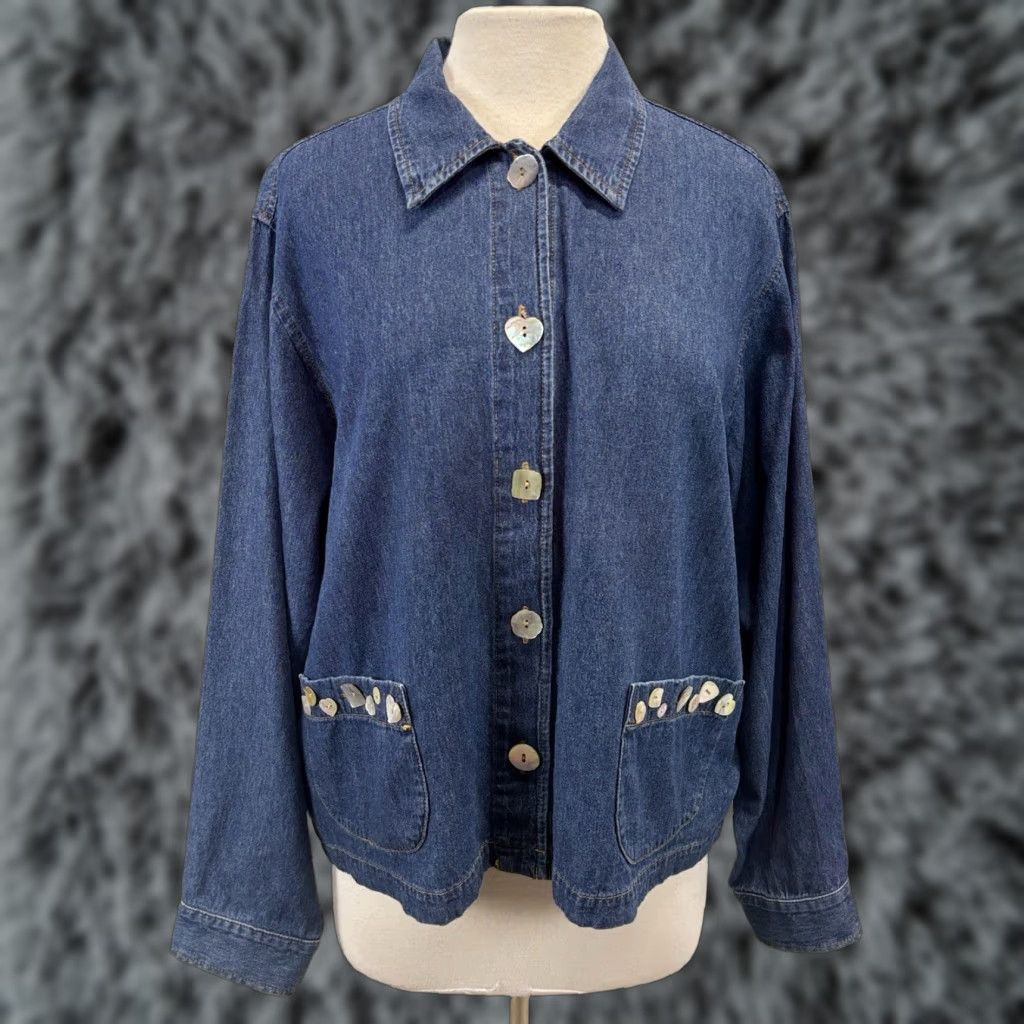Coldwater Creek VINTAGE Coldwater Creek Chambray Denim Shirt Large Blue Button-Up Long Sleeve Collared 100% Cotton Womens Granny Core Cottage Core Buttons Made US Size L / US 10 / IT 46 - 1 Thumbnail