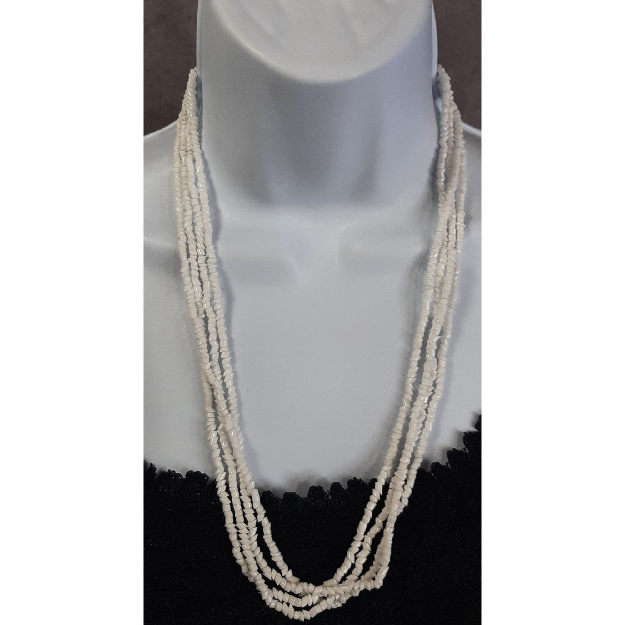 Other Vintage White Glass Beaded Multi-Strand Necklace Size ONE SIZE - 1 Thumbnail
