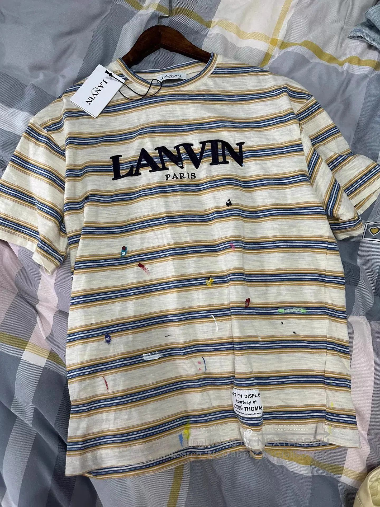 Lanvin Striped Long Sleeve Shirt with Paint Splatter Details. Size US S / EU 44-46 / 1 - 7 Thumbnail
