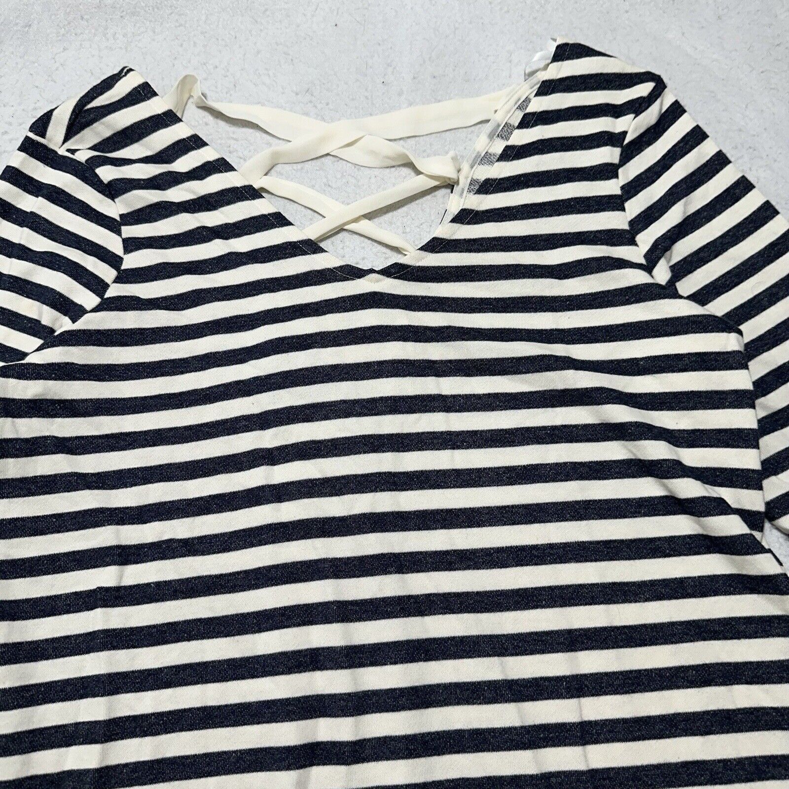 Other By & By XL A-Line Dress Crossback Navy Blue + White Striped Size XL / US 12-14 / IT 48-50 - 2 Thumbnail