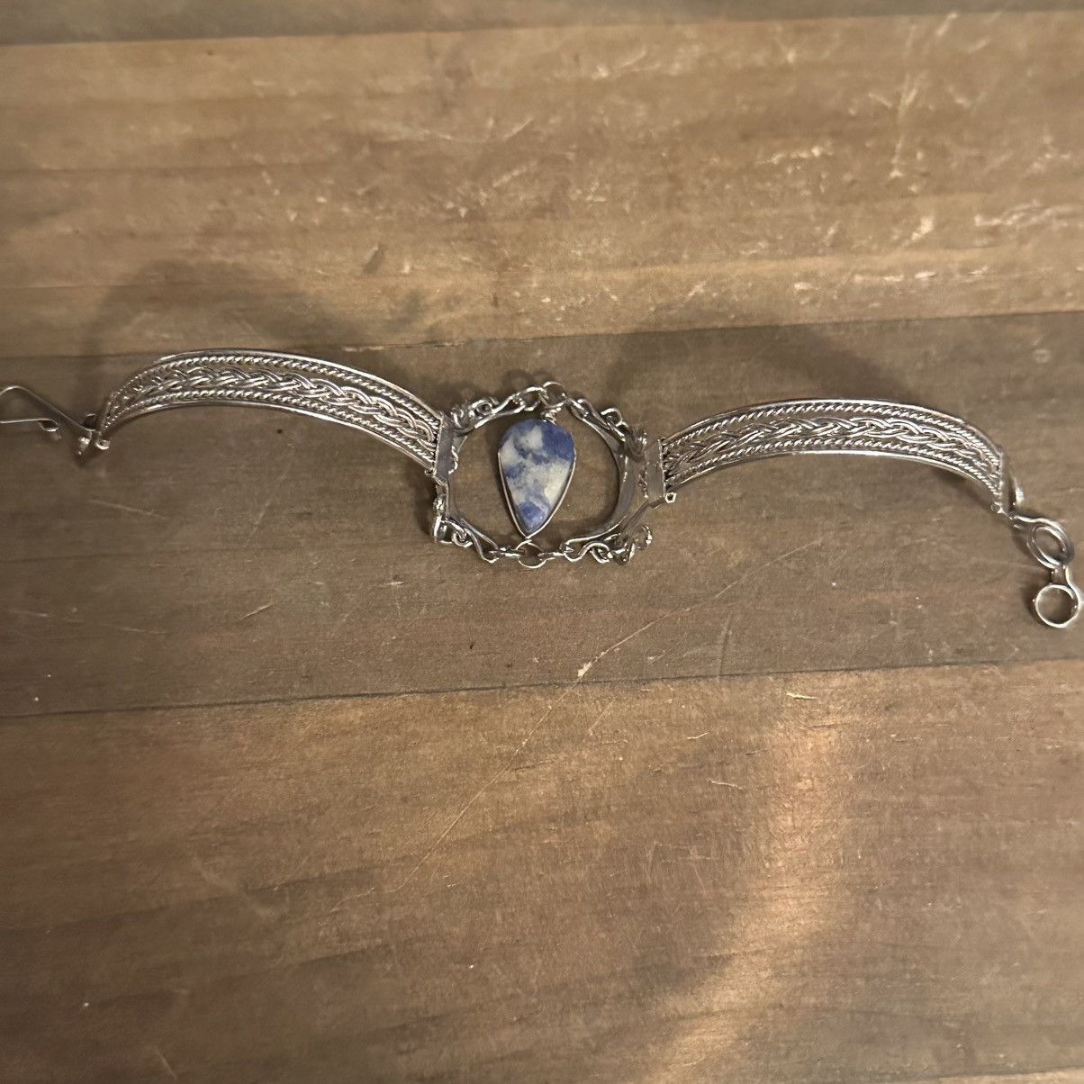 Vintage Vintage silver Sodalite stone filigree bracelet Size ONE SIZE - 2 Thumbnail