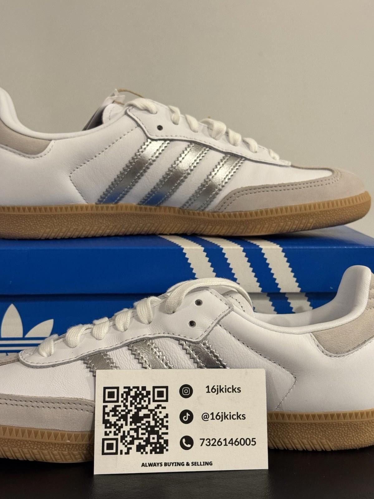 Adidas Size 7 - Adidas Samba OG White Silver Metallic Grey W Size US 7 / IT 37 - 2 Thumbnail