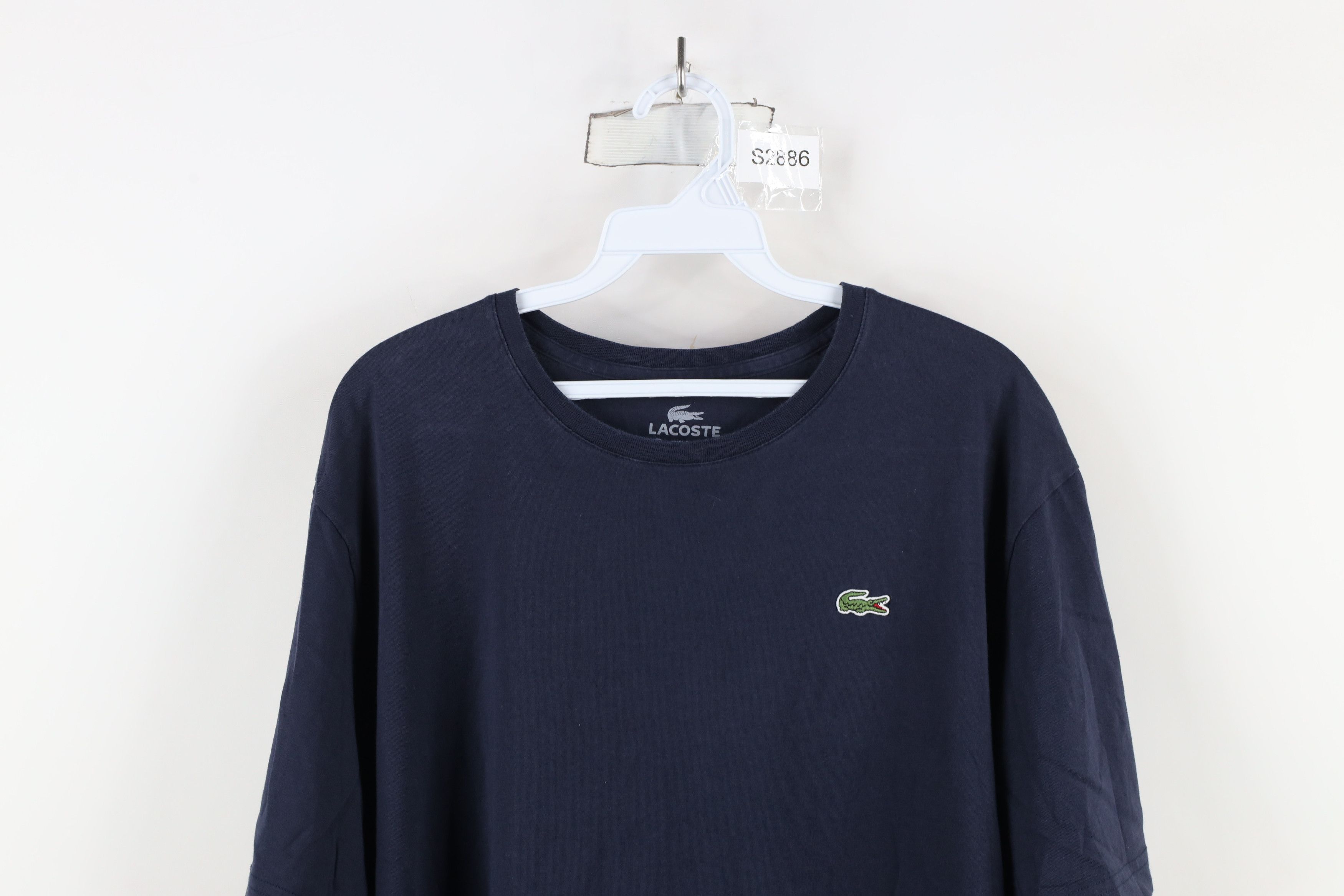 Lacoste × Vintage Lacoste Long Faded Croc Logo Pima Cotton T-Shirt Navy Blue Size US XXL / EU 58 / 5 - 2 Thumbnail