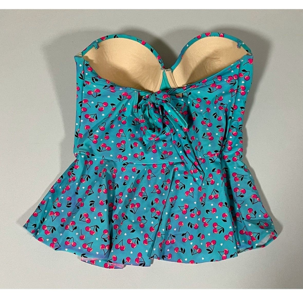 Japanese Brand × Vintage Blue Pink Cherries Print Tankini Top Bathing Suit Size M 🍒✨ Size M / US 6-8 / IT 42-44 - 3 Thumbnail