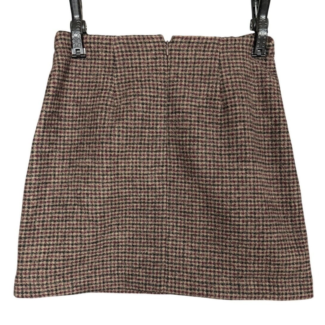 Uniqlo Uniqlo Wool Blend Tweed Checked A-Line Brown Mini Skirt 4 Size 27" / US 4 / IT 40 - 2 Thumbnail