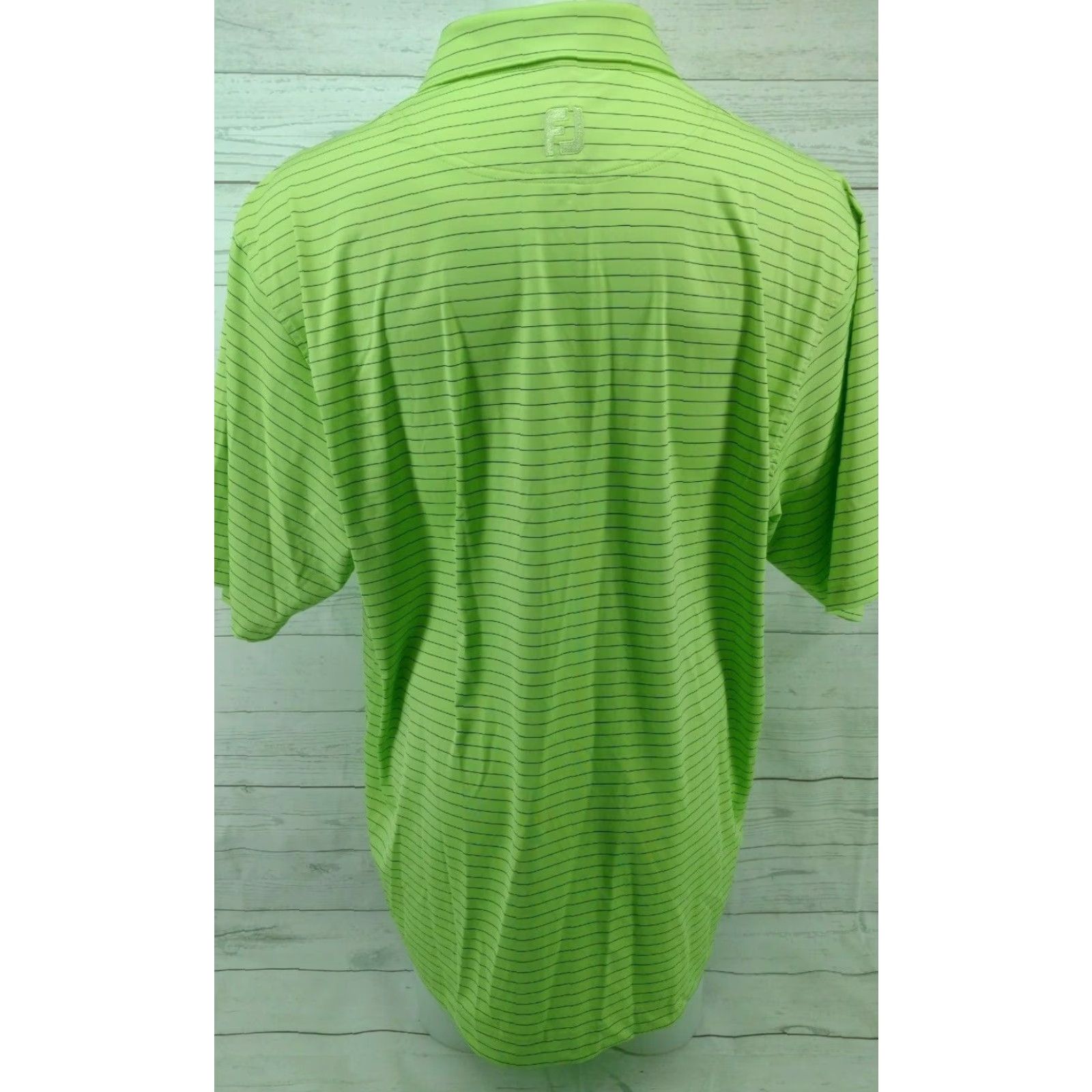 Footjoy FootJoy XL Men's Polo Shirt Golf Lime Green Striped Size US XL / EU 56 / 4 - 6 Thumbnail
