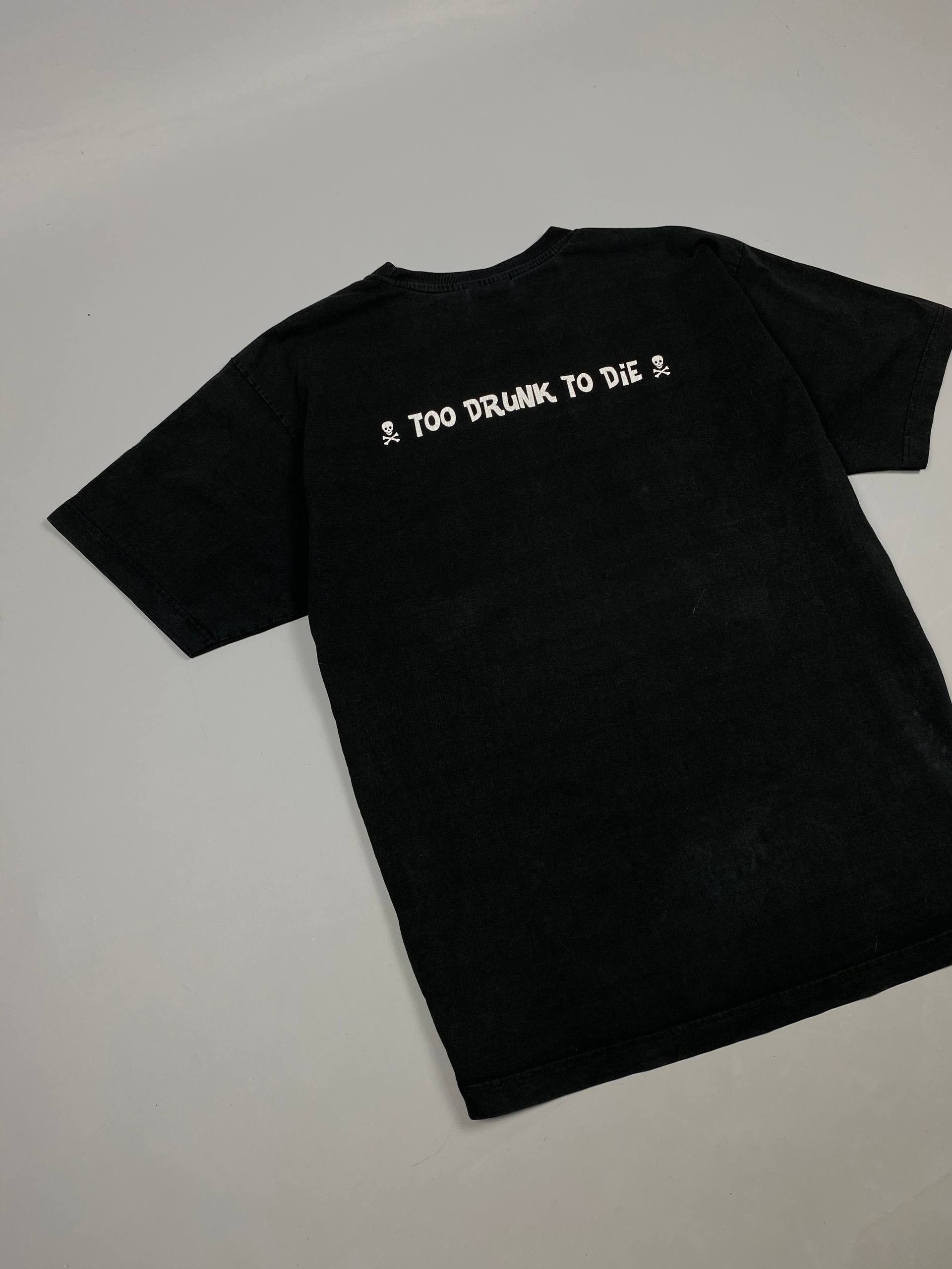 The Unbranded Brand Vintage Los Buffos Biker Tee Black White Too Drunk To Die Size US XL / EU 56 / 4 - 15 Thumbnail