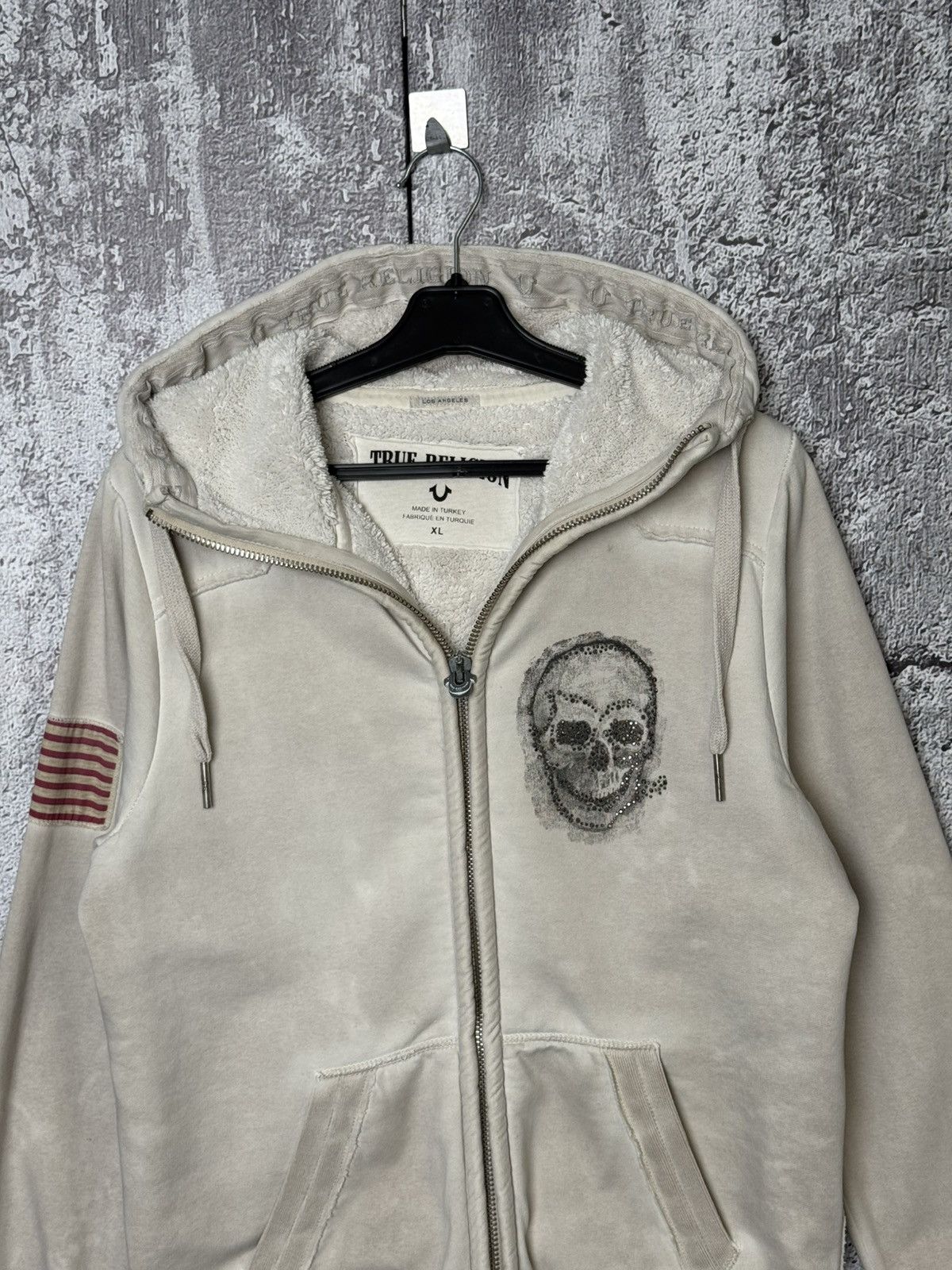 True Religion True Religion Sherpa Lined Full Zip Hoodie Skull Big Logo Size L / US 10 / IT 46 - 2 Thumbnail