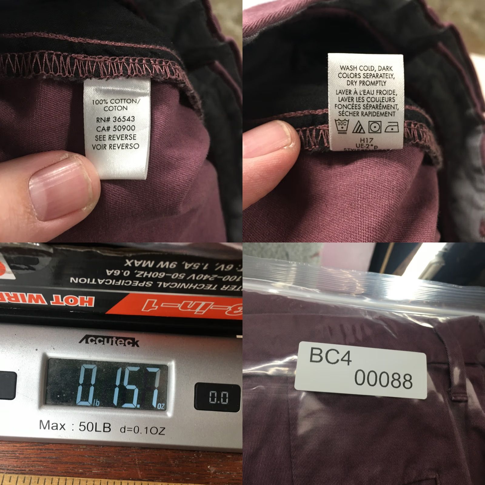 Calvin Klein Calvin Klein Straight Chino Pants Mens 31x32 Burgundy Button Front Cotton Zip Pants Size US 31 - 10 Thumbnail