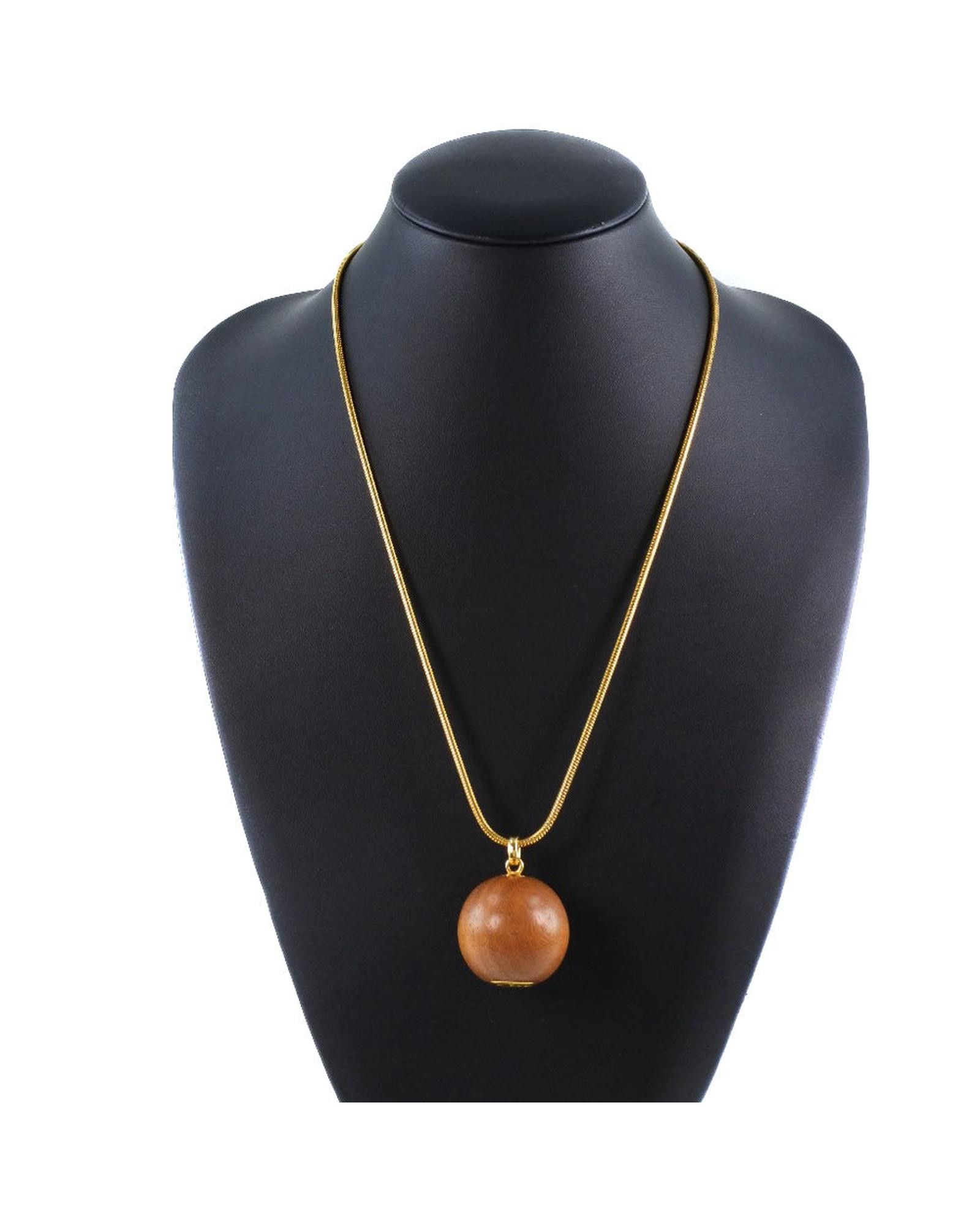 image of Wooden Hermes Necklace in Brown, Women's