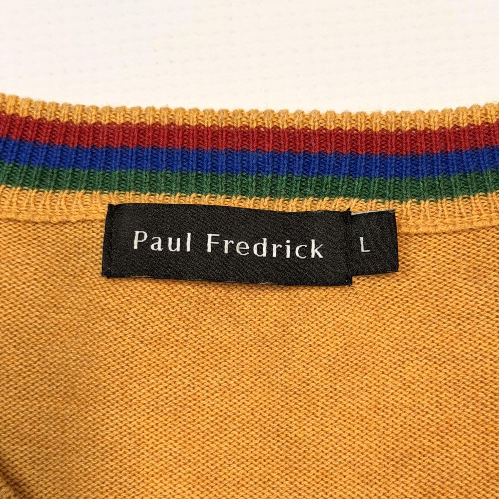 Vintage Paul Fredrick Sweater Mens Large Yellow V-Neck Supima Cotton Lightweight Knit Size US L / EU 52-54 / 3 - 4 Thumbnail