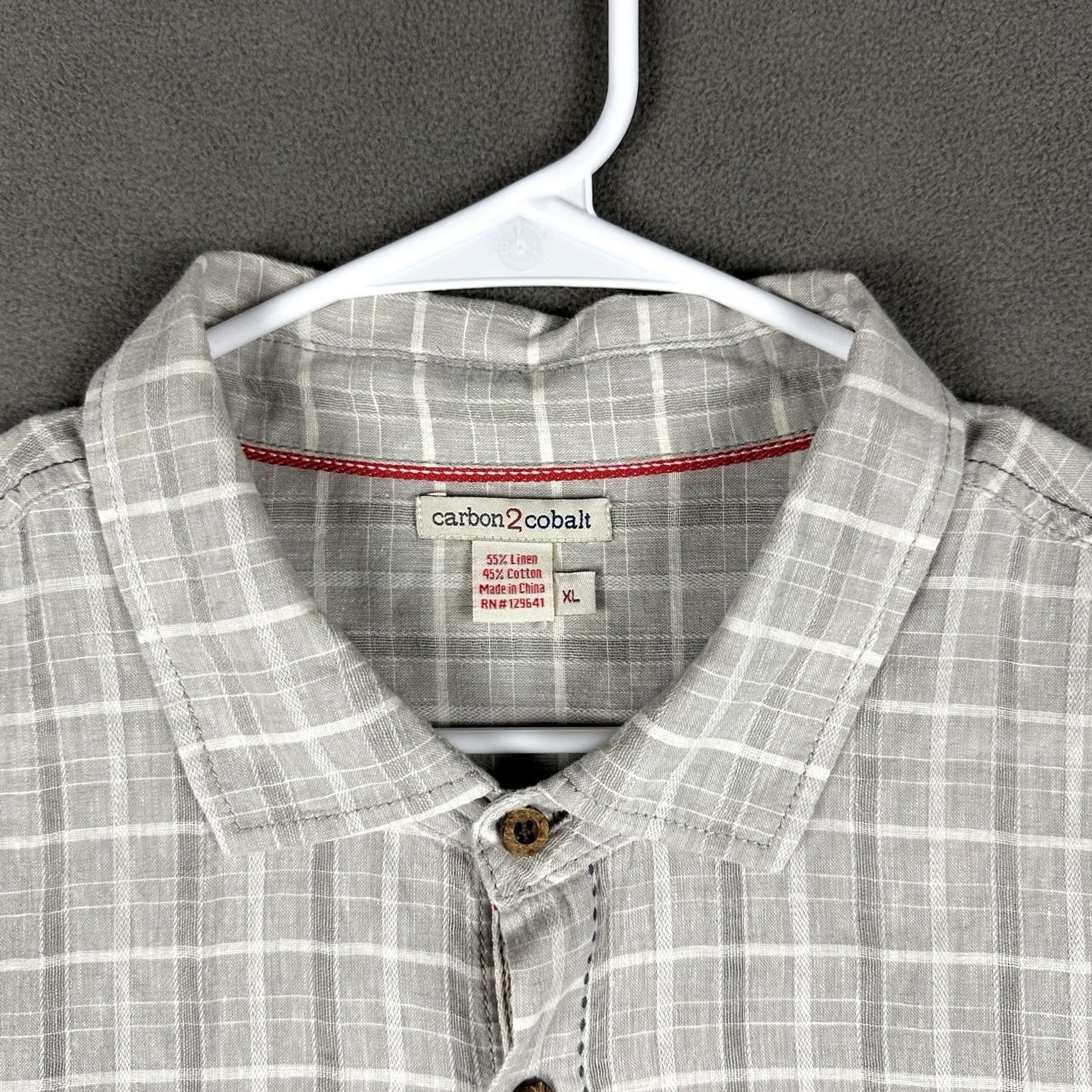 Carbon2Cobalt Carbon 2 Cobalt Shirt Mens XL Gray Plaid Linen Blend Long Sleeve Button Up EUC Size US XL / EU 56 / 4 - 3 Thumbnail