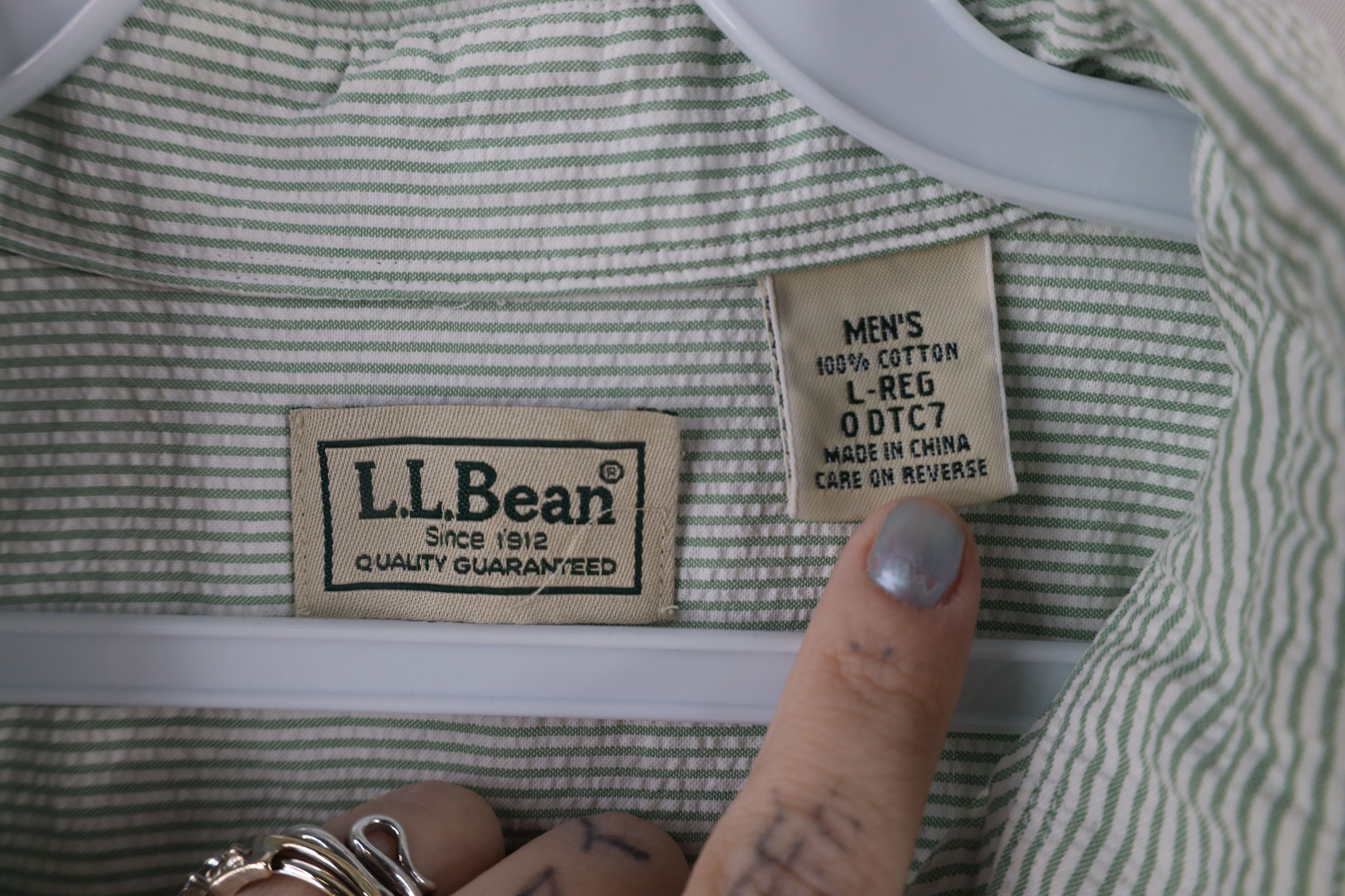 L.L. Bean × Vintage Vintage 90s LL Bean Pinstriped Seersucker Button Shirt Size US L / EU 52-54 / 3 - 7 Thumbnail