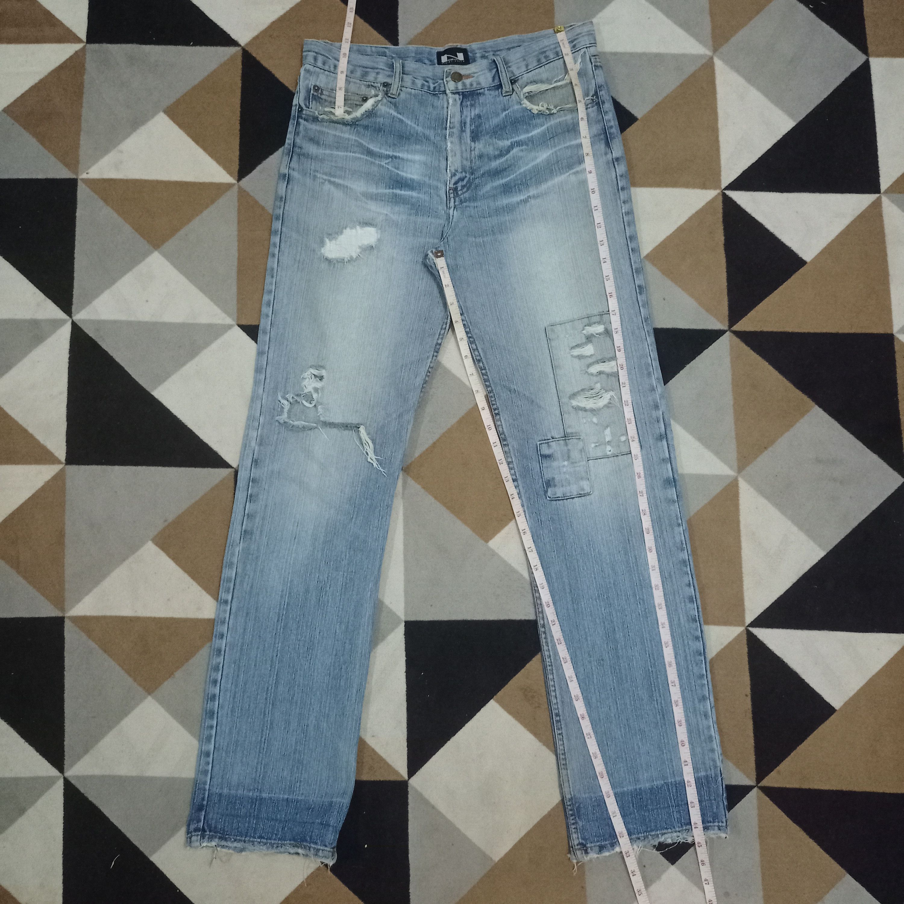 Japanese Brand Vintage Japanese Brand Blue Wash Patchwork Loose Jeans 33x33 Size US 33 - 10 Thumbnail