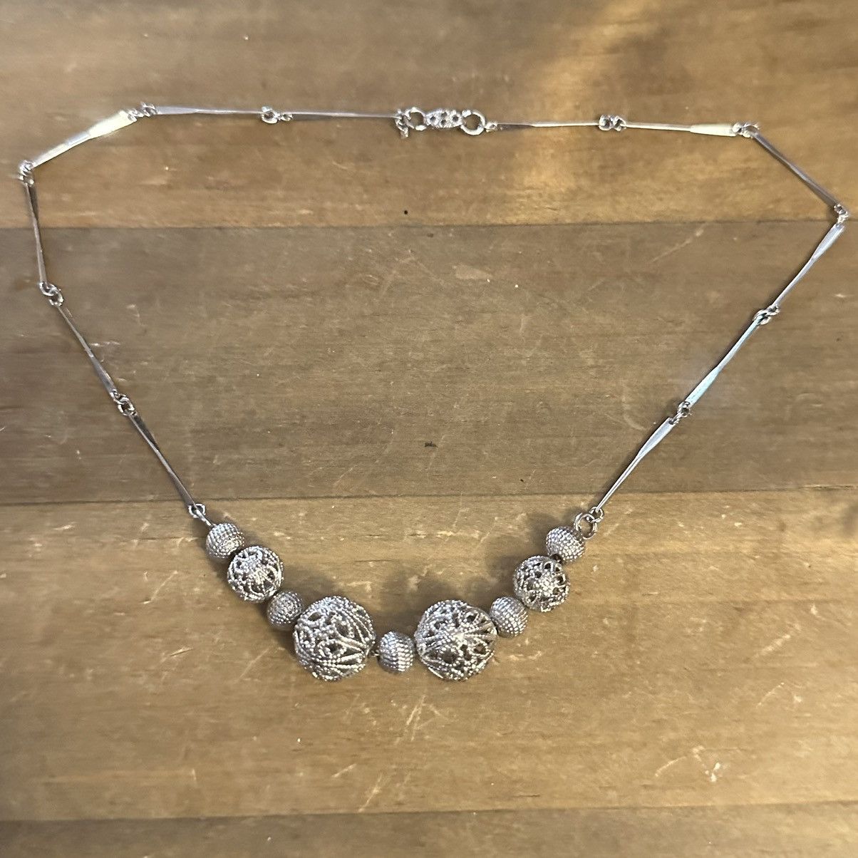 Vintage Vintage silver tone filigree ball necklace Size ONE SIZE - 2 Thumbnail