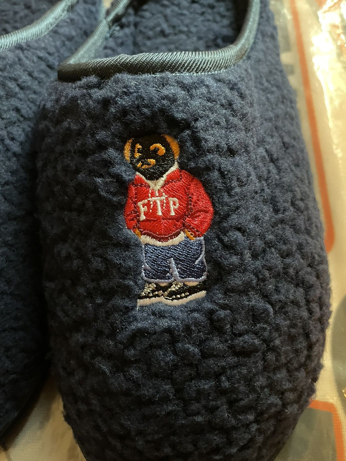 Fuck The Population Fuck The Population FTP Bear Slippers Navy Blue. Size US 9 / EU 42 - 3 Thumbnail
