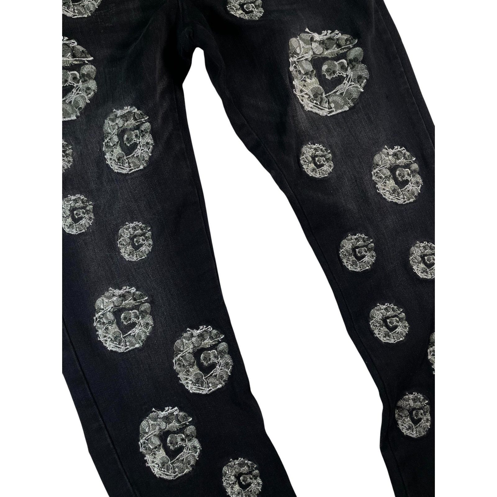 Godspeed Godspeed Black Wash Floral G-Patch Jeans Size US 38 / EU 54 - 2 Thumbnail