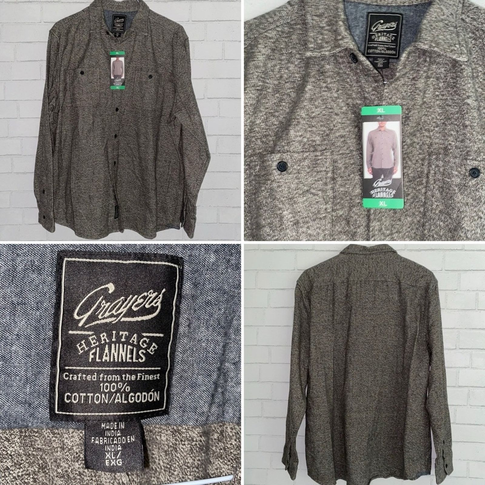 Grayers New! GRAYERS $125 Harrison Heritage Flannel Gray Jaspe XL Size US XL / EU 56 / 4 - 1 Thumbnail