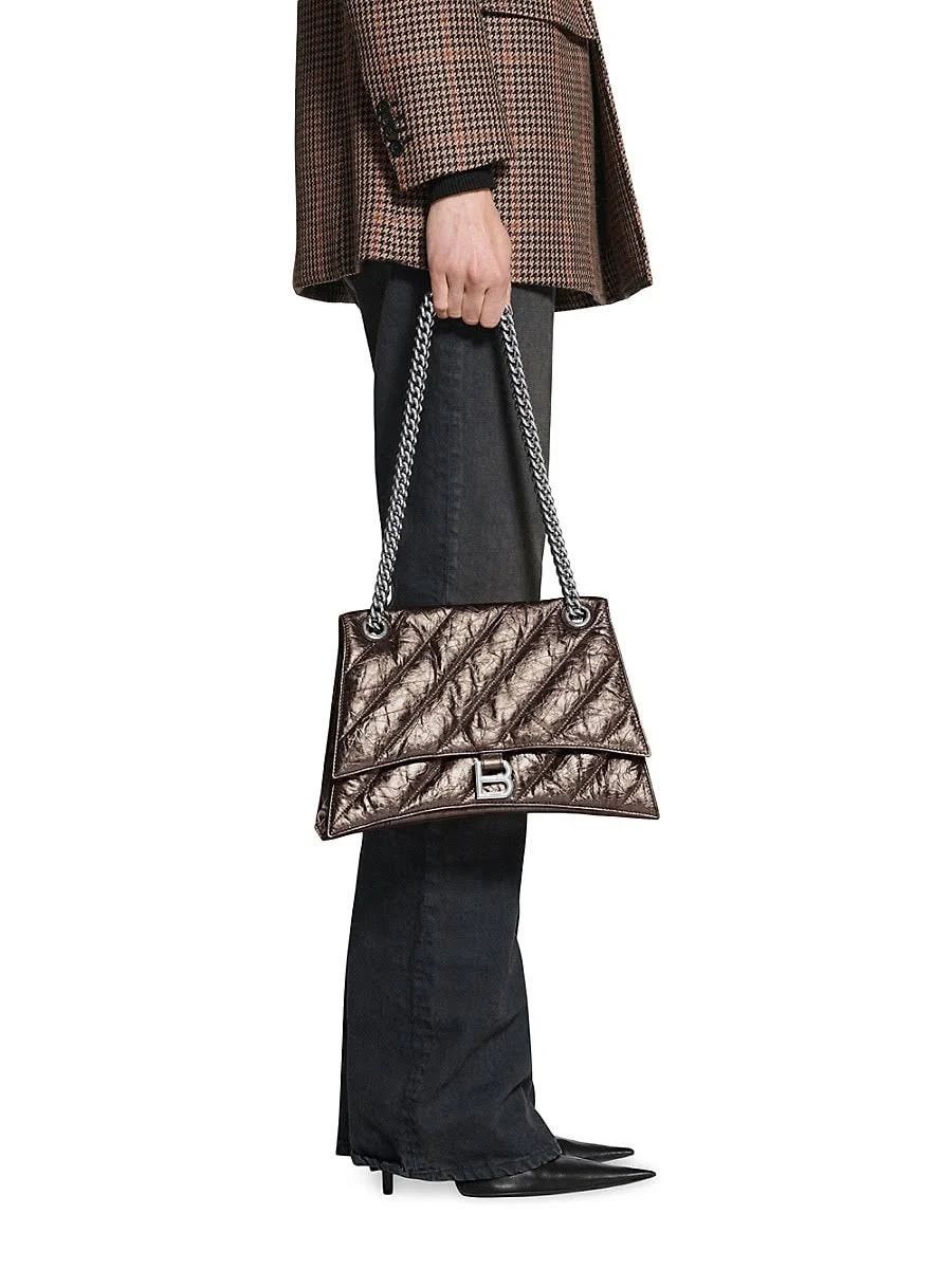 Balenciaga o1mt1gz0824 Size: OS / Crush Medium Chain Bag Metallized Size ONE SIZE - 3 Thumbnail