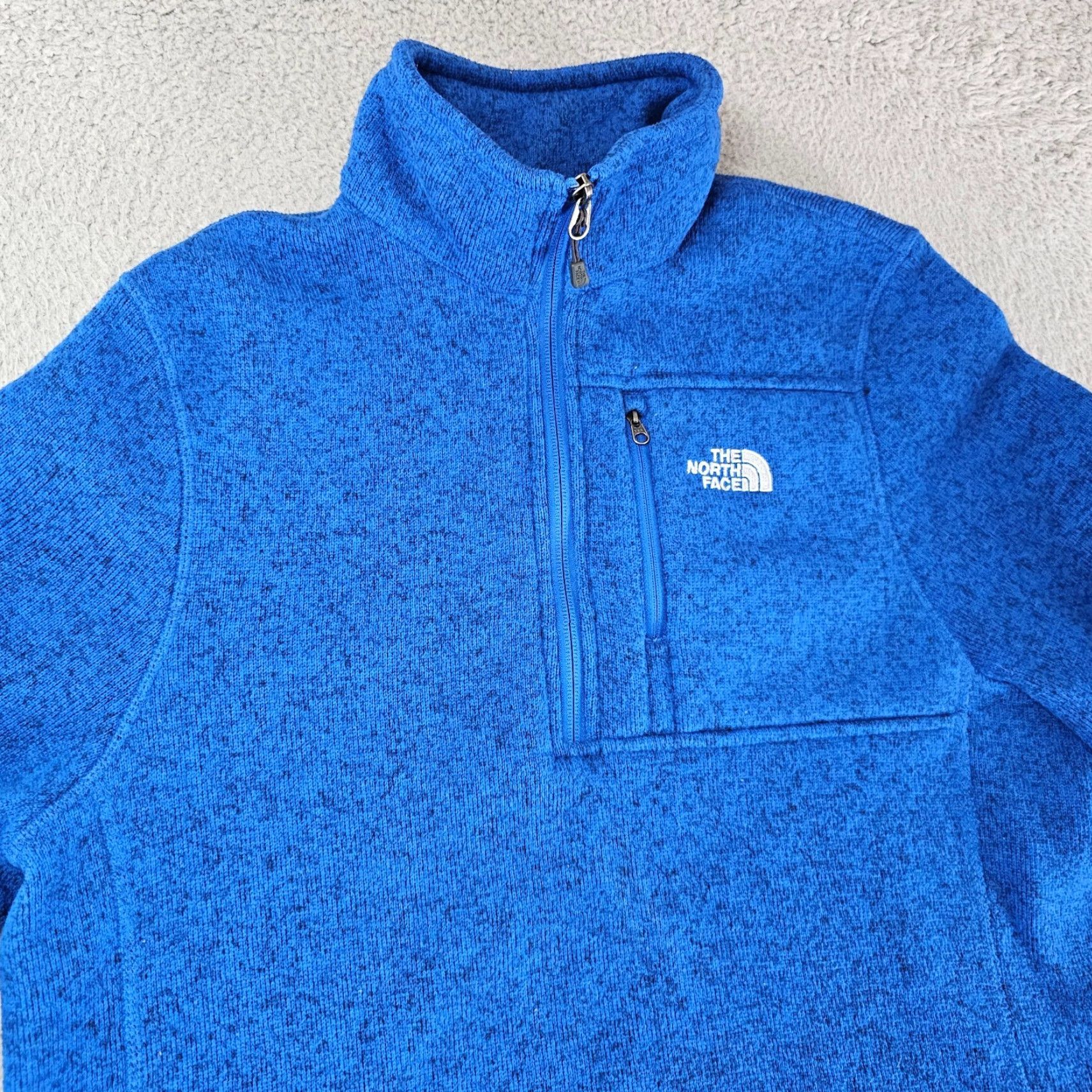 The North Face The North Face Sweater Mens Medium Blue Heather 1/2 Zip Pullover Fleece Lined Size US M / EU 48-50 / 2 - 2 Thumbnail