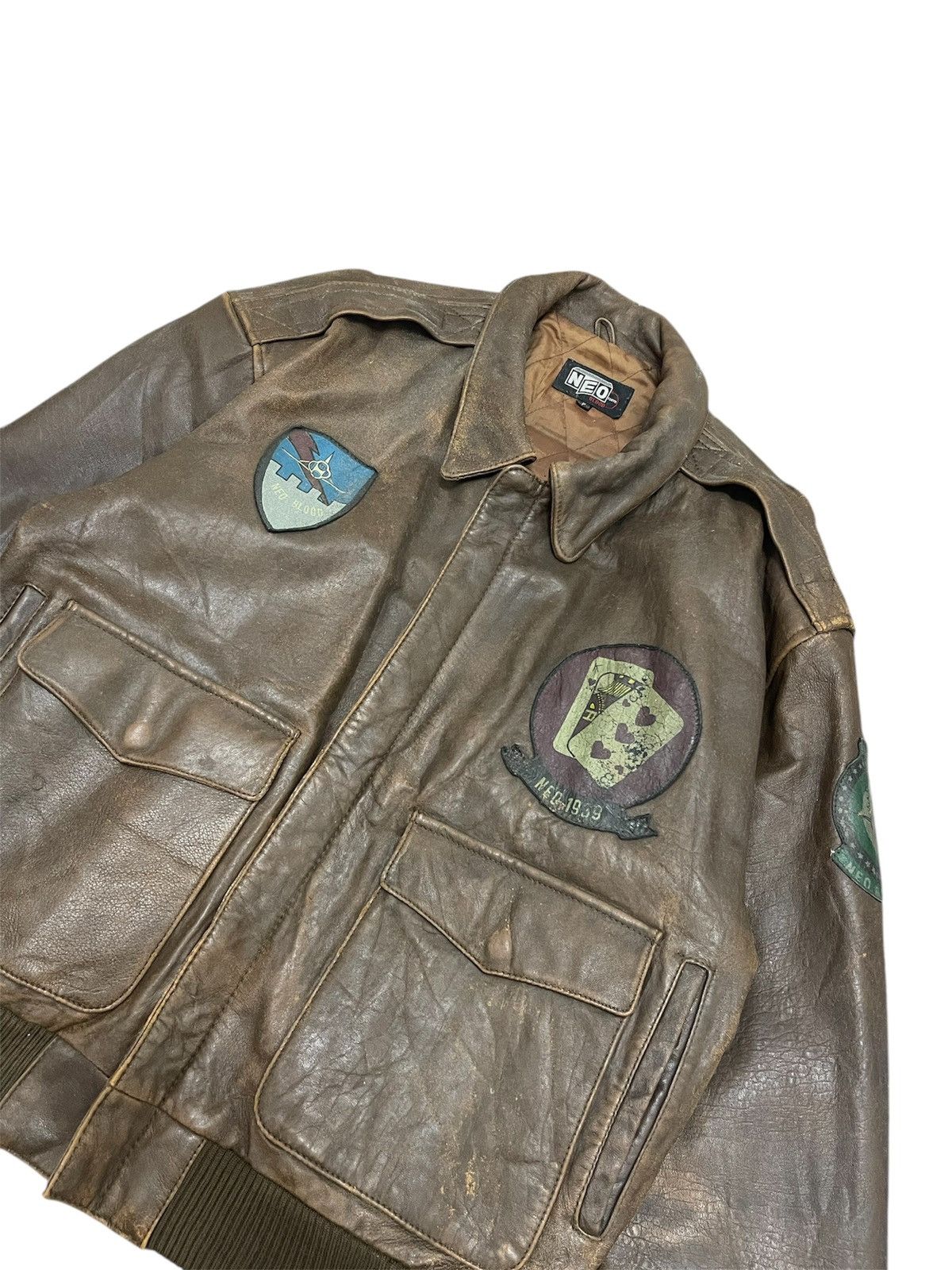 Leather Vintage Neo Blood Patches Leather Flight Jacket Size US M / EU 48-50 / 2 - 4 Thumbnail