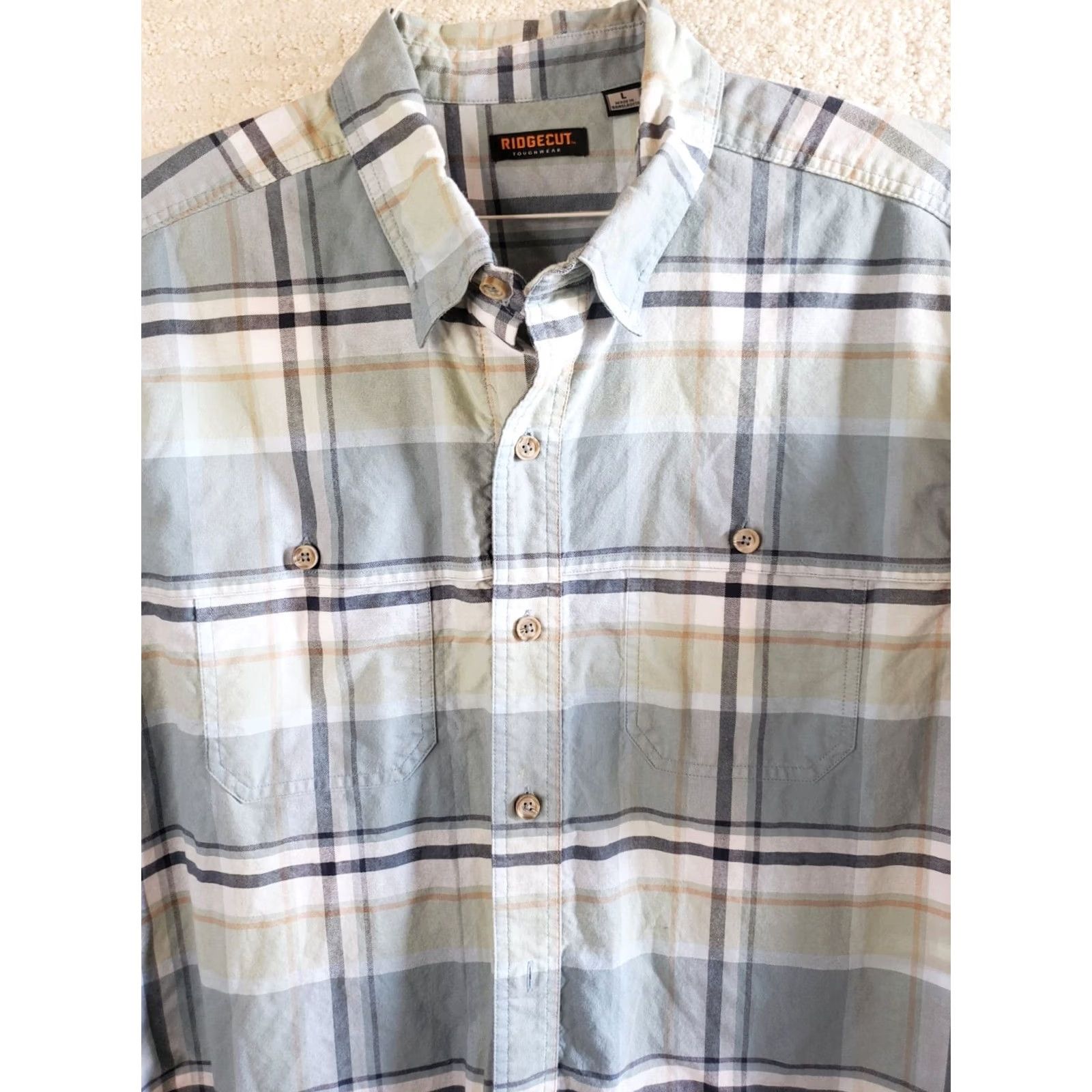 Vintage Ridgecut Toughwear Shirt Men L Green Blue Plaid Button Up Short Sleeve Size US L / EU 52-54 / 3 - 4 Thumbnail