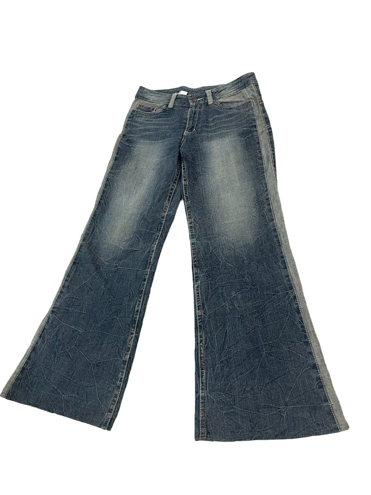 Japanese Brand SALE Flare Jeans Bootcut Distressed Denim Streetwear Size US 31 - 1 Thumbnail