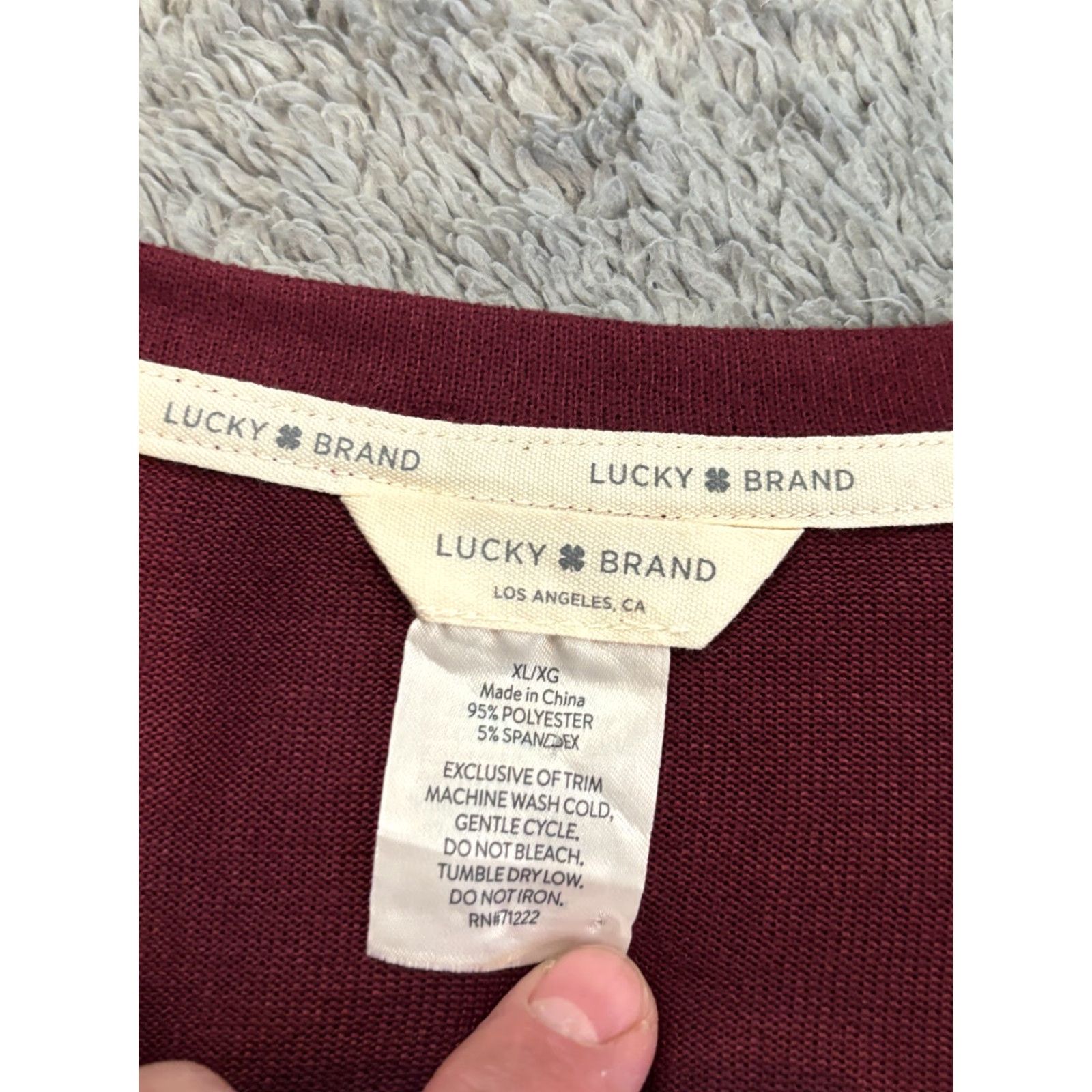 Lucky Brand Lucky Brand Top Womens XL Red Long Sleeve Logo Knit Tee Shirt T-Shirt Size XL / US 12-14 / IT 48-50 - 2 Thumbnail