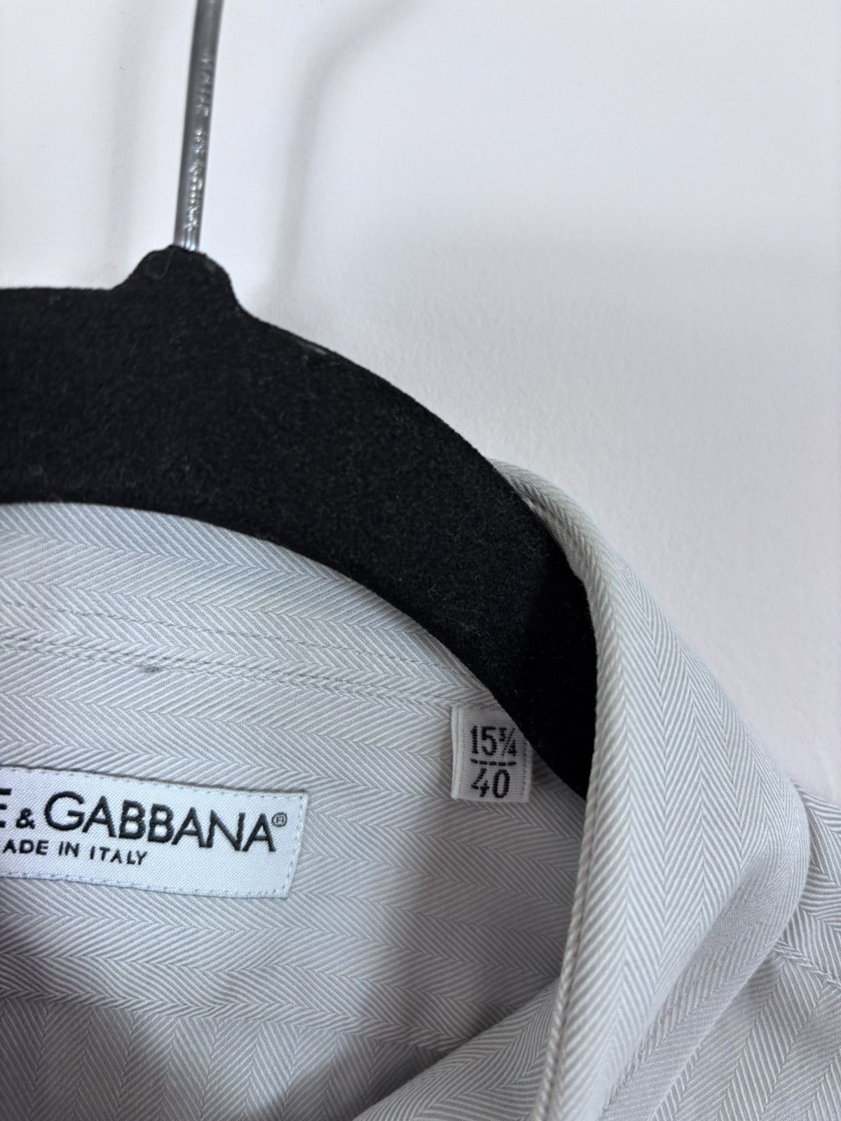 Dolce & Gabbana Dolce & Gabbana Men’s Herringbone Grey Button Up Shirt Size US L / EU 52-54 / 3 - 14 Thumbnail
