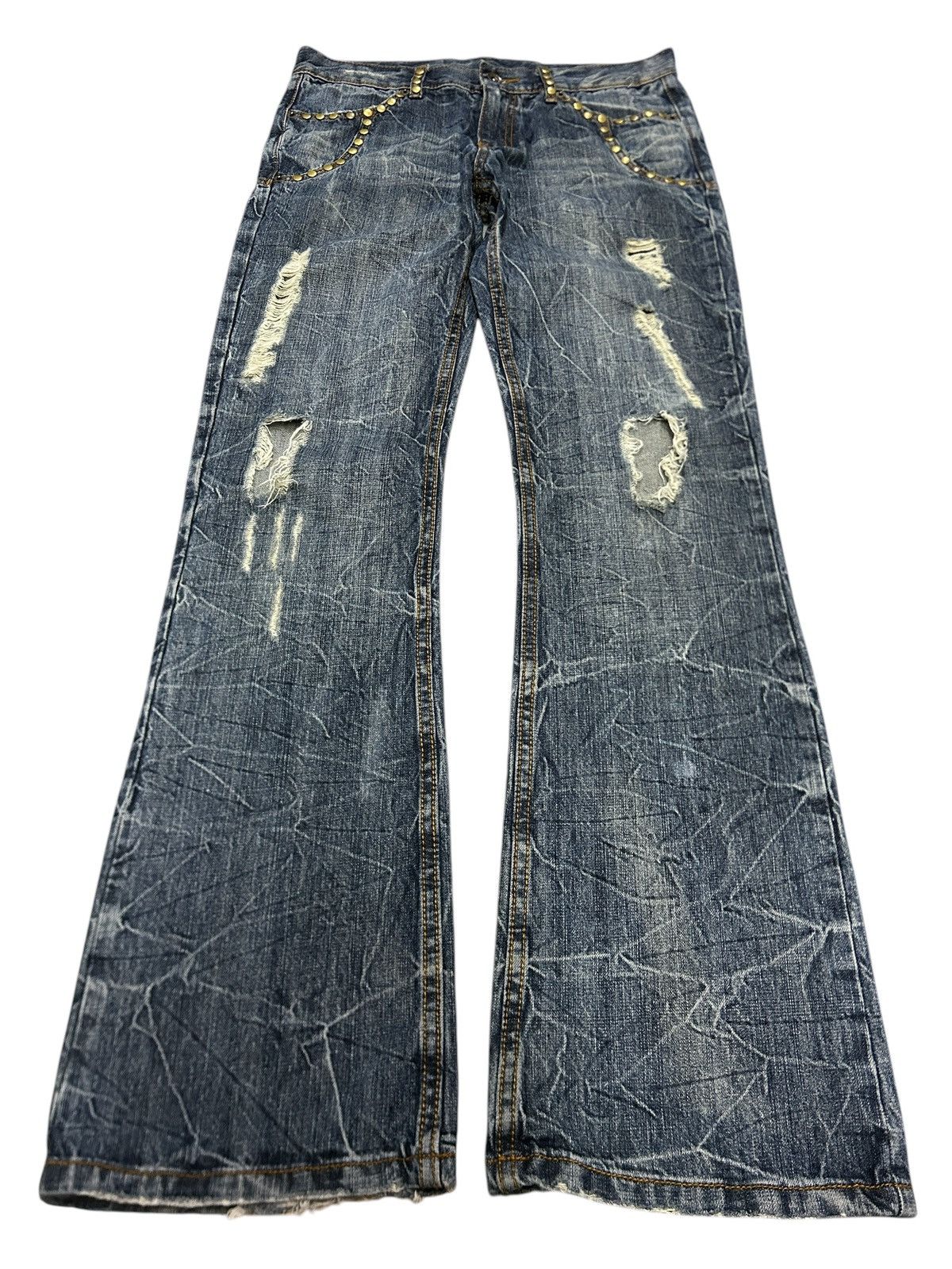 semanticdesign Vintage SemanticDesign Clawmark Distressed Studded Jeans Size US 32 / EU 48 - 2 Thumbnail