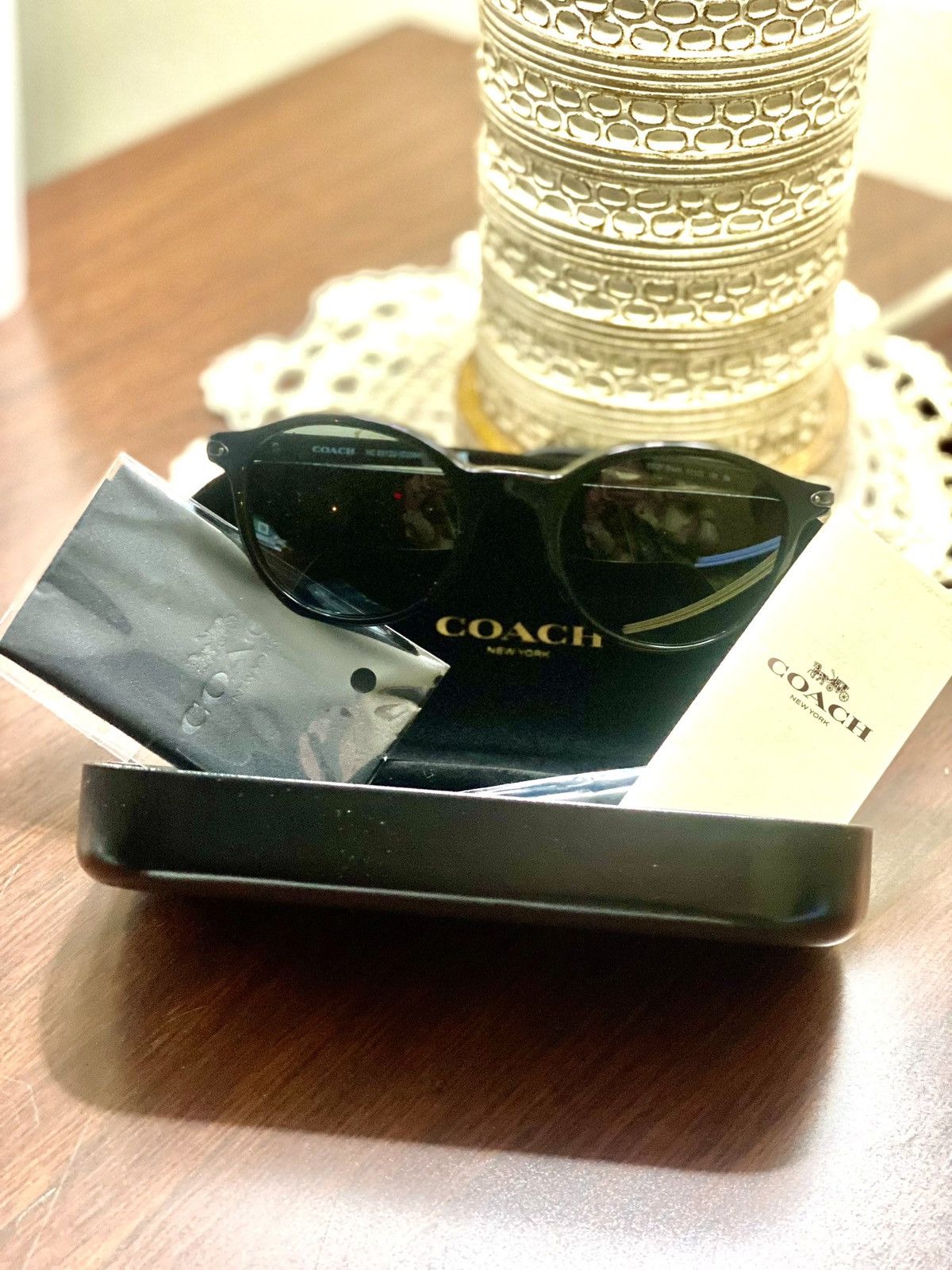 Coach COACH Round Framed Black Sunglasses Size ONE SIZE - 1 Thumbnail