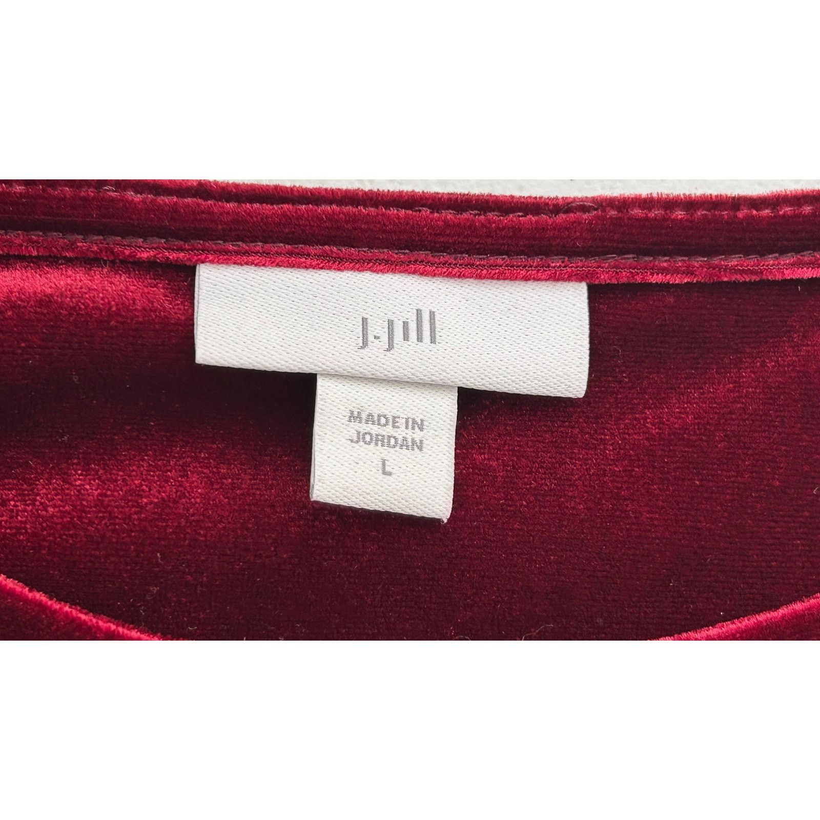 Other J. Jill | Maroon Crushed Velvet Velour Tunic Top | Large Size L / US 10 / IT 46 - 3 Thumbnail