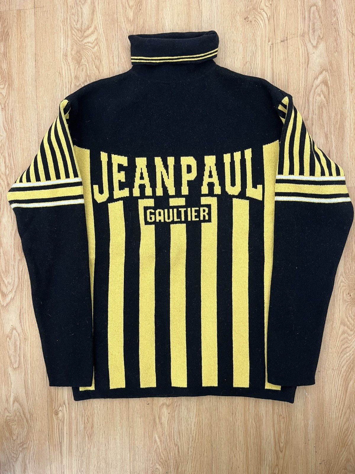 Jean Paul Gaultier Jean Paul Gaultier Striped Logo Knit Turtleneck Size US M / EU 48-50 / 2 - 1 Thumbnail