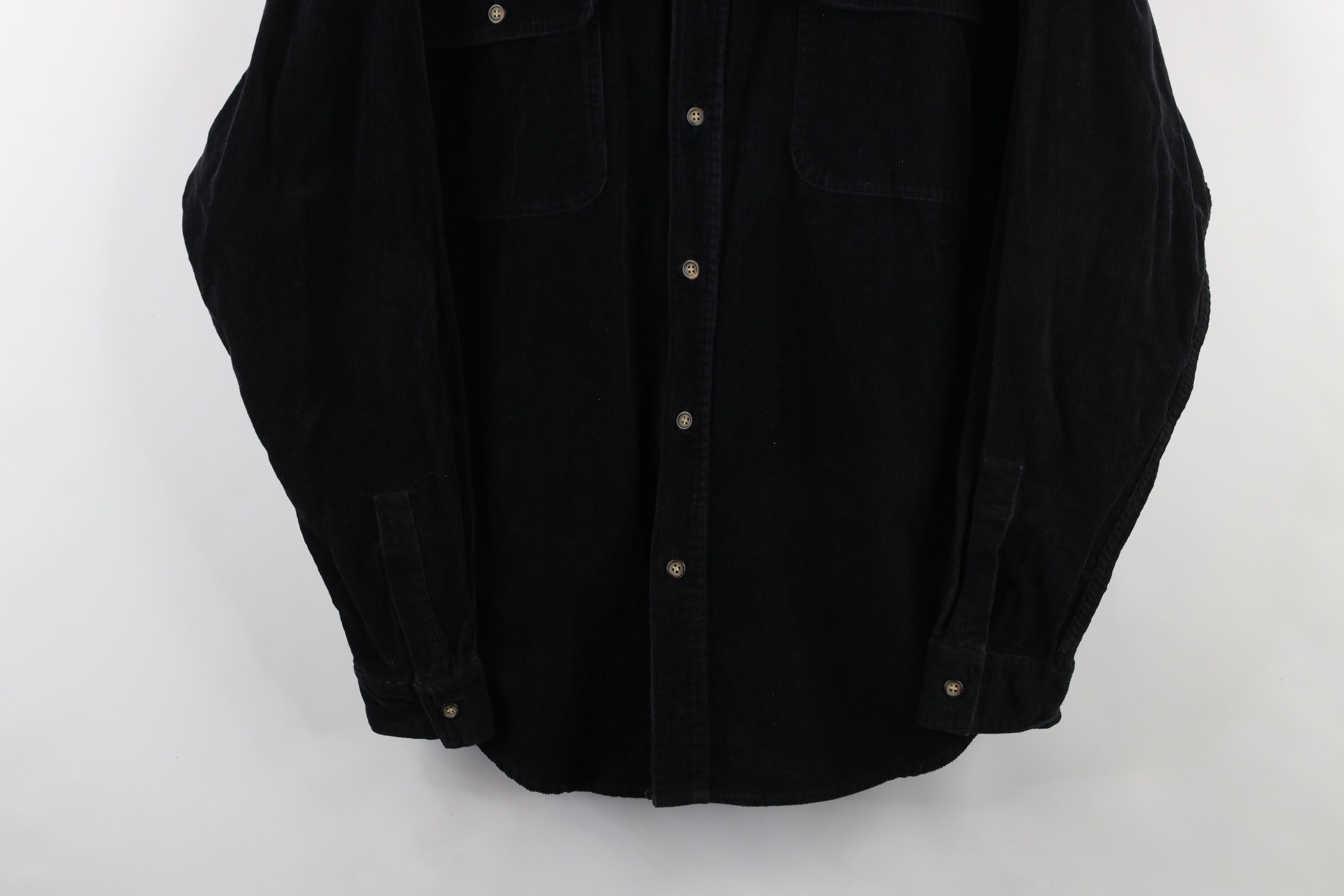 Vintage Vintage 90s Streetwear Corduroy Button Shirt Black Cotton Size US L / EU 52-54 / 3 - 3 Thumbnail