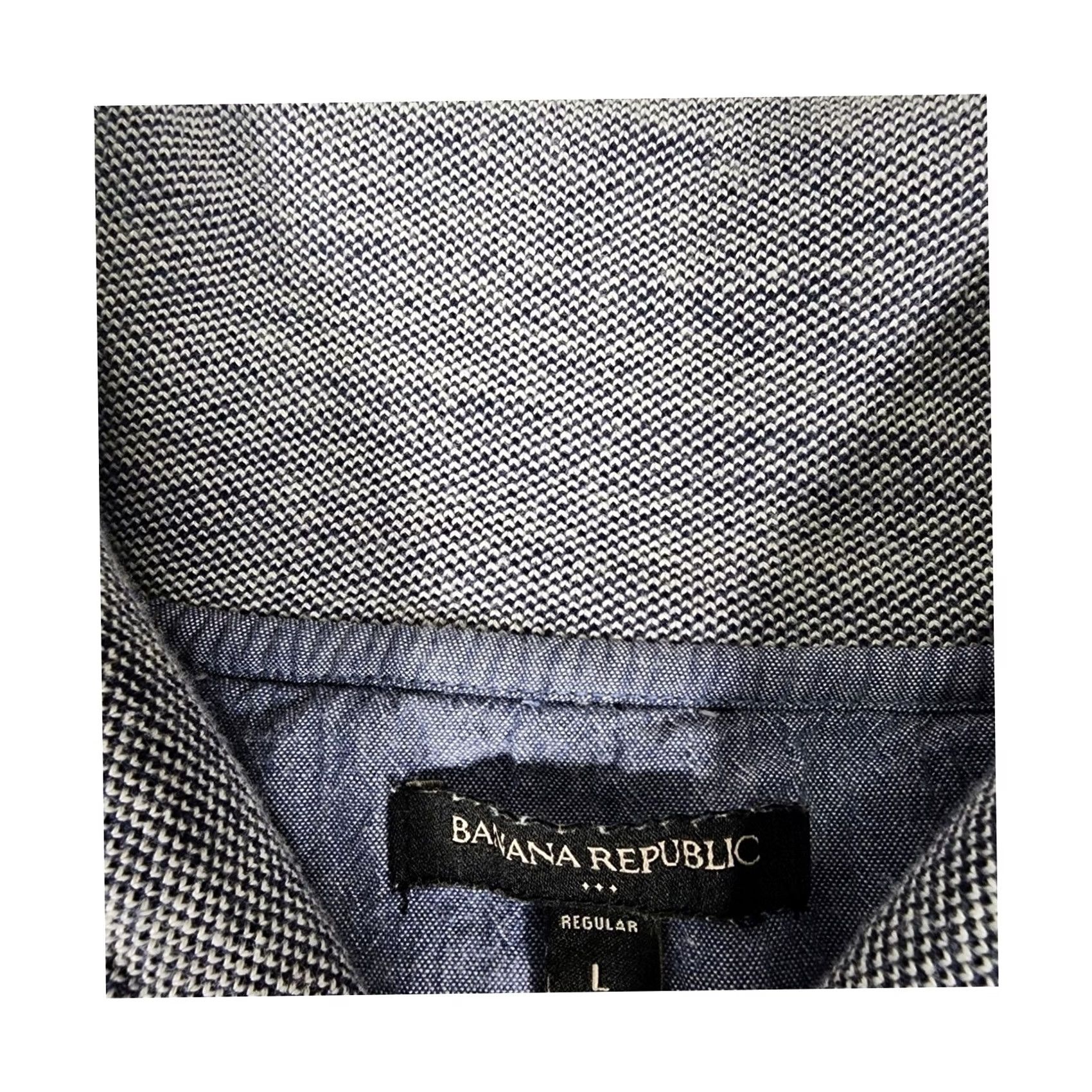 Banana Republic Banana Republic Mens Shawl Collar Striped Heathered Gray Pullover Sweatshirt L Size US L / EU 52-54 / 3 - 2 Thumbnail