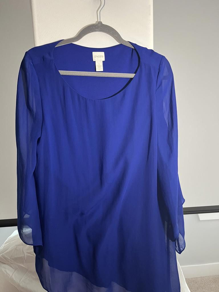 Chicos Chico's Elegant Sheer Top in Vibrant Blue Size S / US 4 / IT 40 - 1 Thumbnail