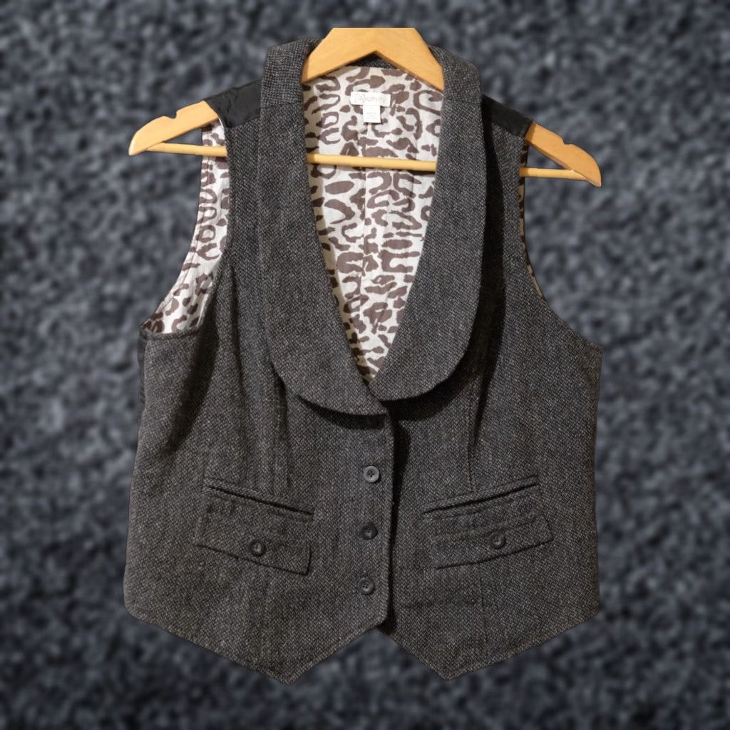 Vintage Relativity Vest Wool Blend Heather Black/Grey Lined Womens M Vest Size L / US 10 / IT 46 - 1 Thumbnail