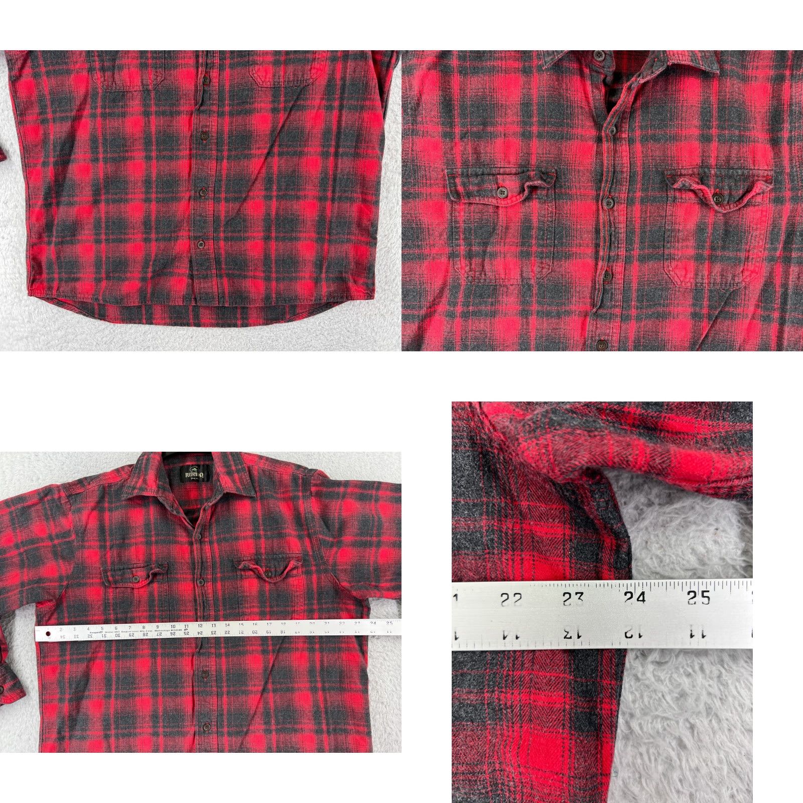 Vintage VINTAGE Redhead Shirt Men Large Red Black Plaid 100% Cotton Long Sleeve Pockets Size US L / EU 52-54 / 3 - 8 Thumbnail