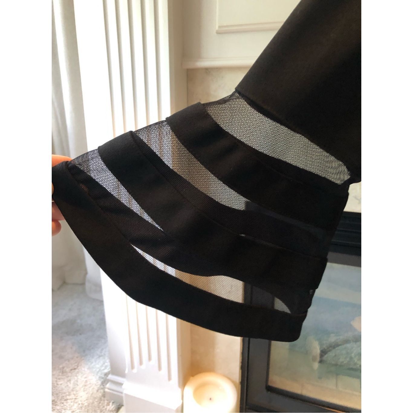 Calvin Klein Calvin Klein Women’s Elegant Black Flare Sleeve Striped Mesh Size M / US 6-8 / IT 42-44 - 3 Thumbnail